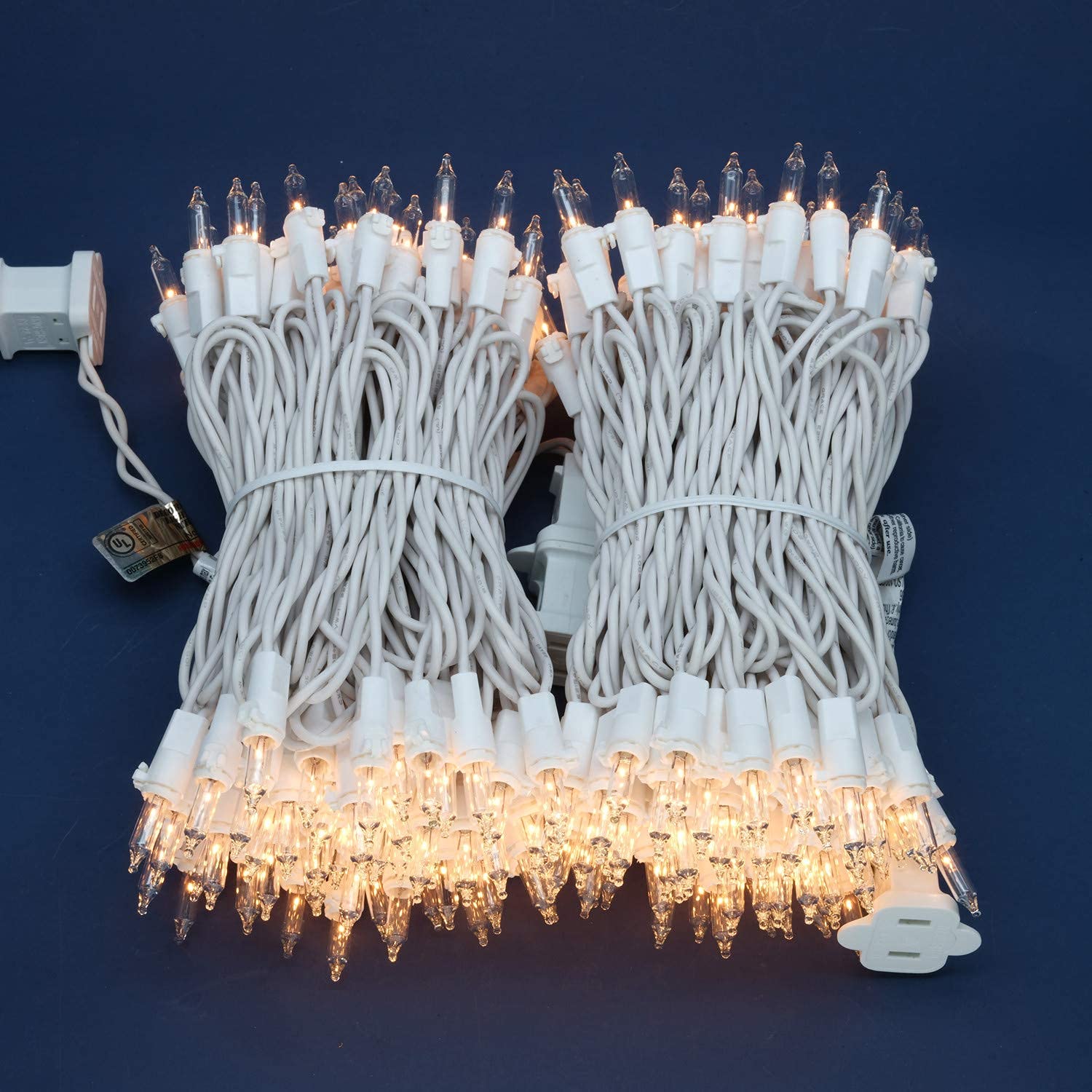 Sweet Shine 200 Count Clear Christmas Lights - 2 Strands, 100 Count, 33 Ft White Wire