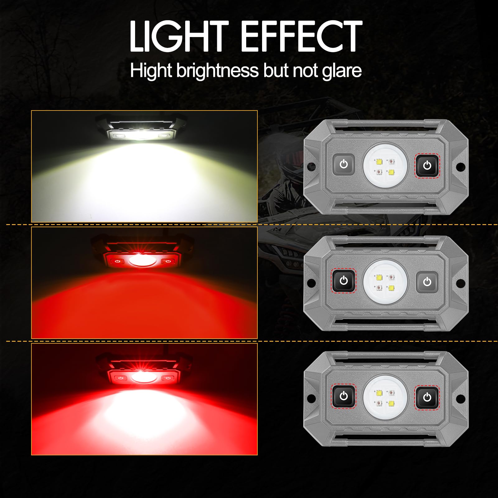Utv Interior Dome Lights 12V Wired  Rfroad Lighting Led Dome Lights Universal Roll Bar Mount Led Light Utility Roll Cage Light For Utv Atv Rzr Can-Am Truck Golf Cart Sxs Cab - White/Red 2 Pack