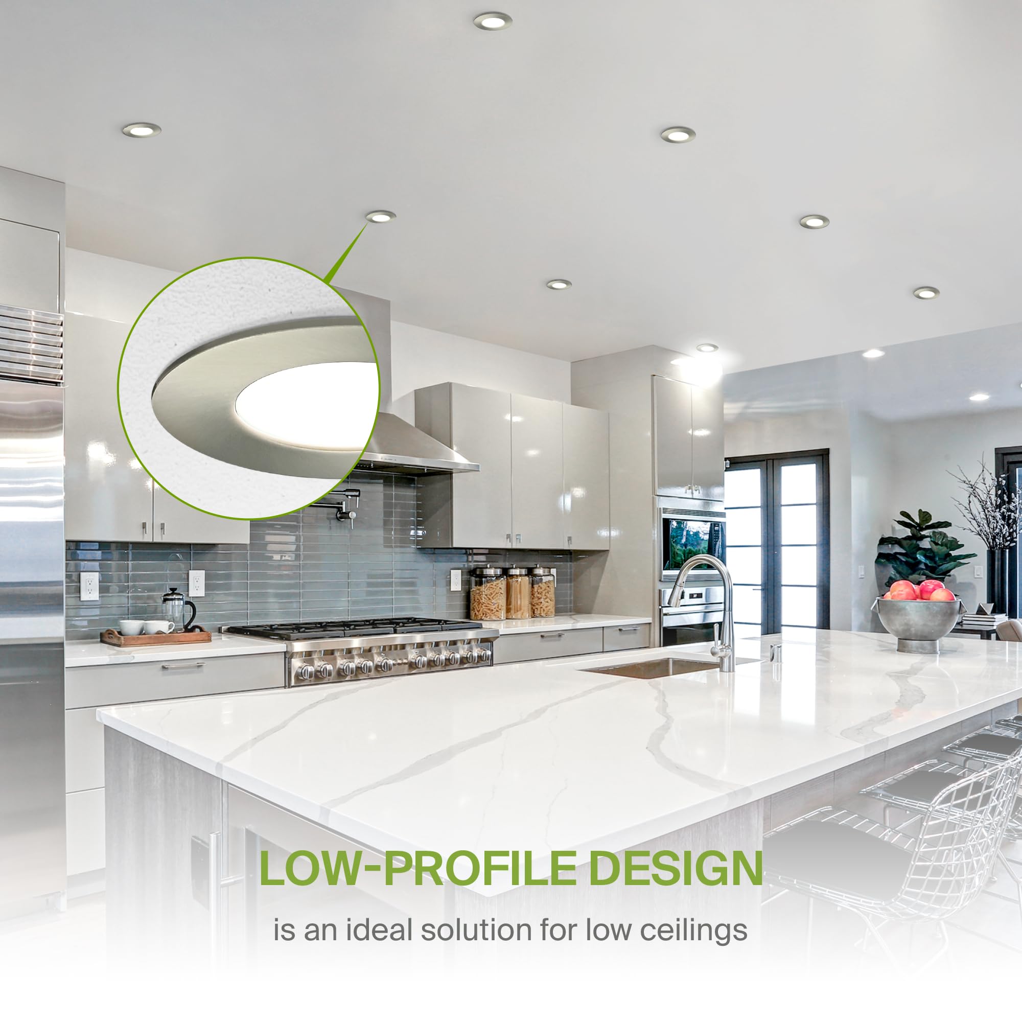 Asd 6 Pack 3 Inch Led Recessed Light 6W  5 Cct 2700K-5000K Cri90+  Ic Rated Ultra Thin Dimmable Ceiling Lights With J Box  Canless Wafer Downlight  Round Slim Panel Lighting  Energy Star Etl  Nickel