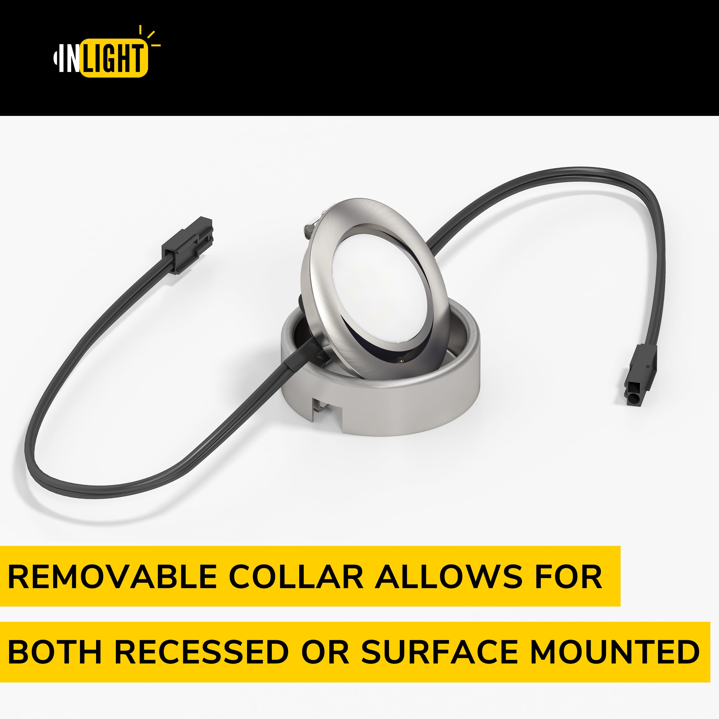 Getinlight 2.75'' Wide 2700K Swivel And Dimmable Wired Led Puck Lights Kit, Plug-In Or Hardwired Installation, Recessed Or Surfa