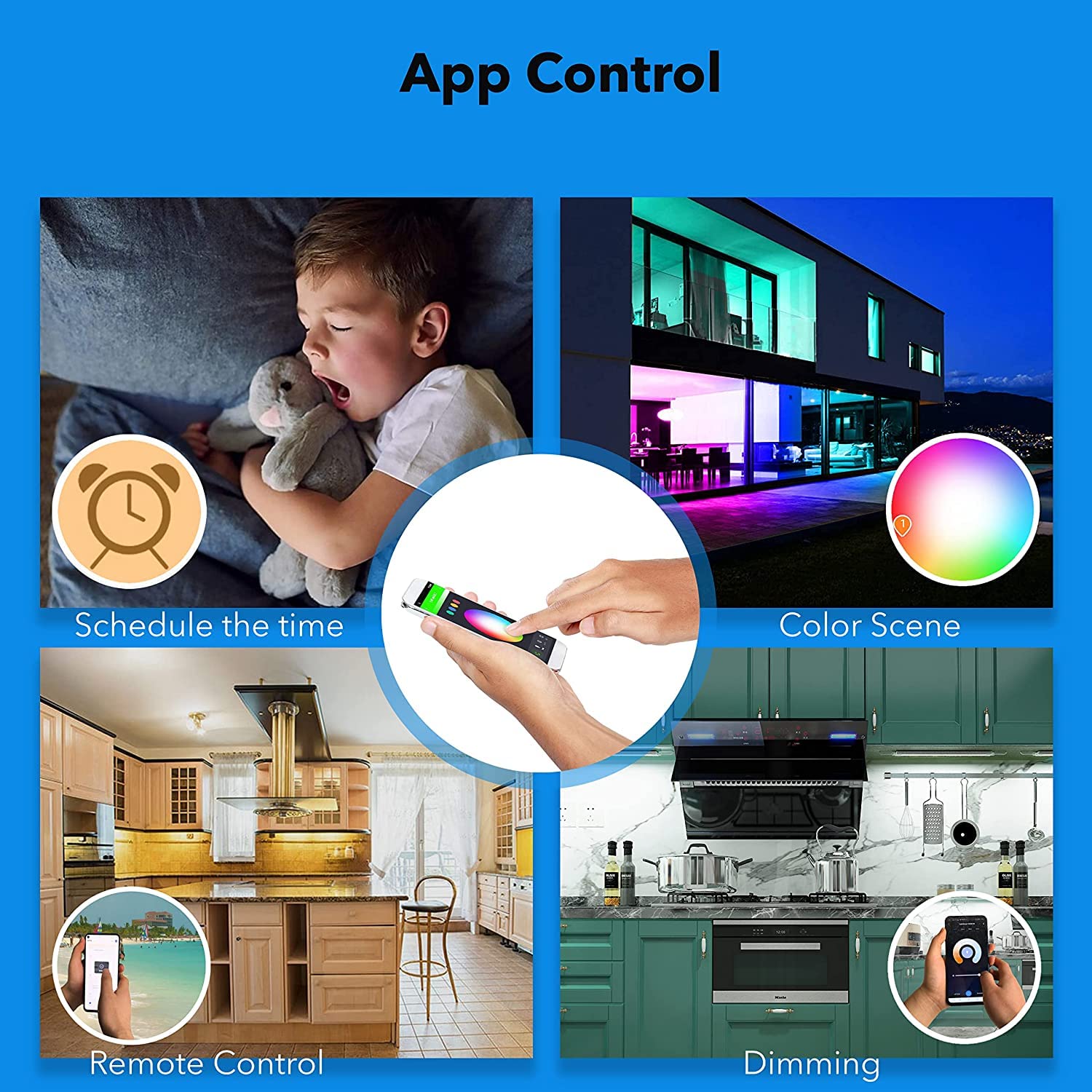 LAMPAOUS Hardwired Under Cabinet Lighting, Dimmable White and Color Changing with Remote Control, Compatible with Alexa, Google