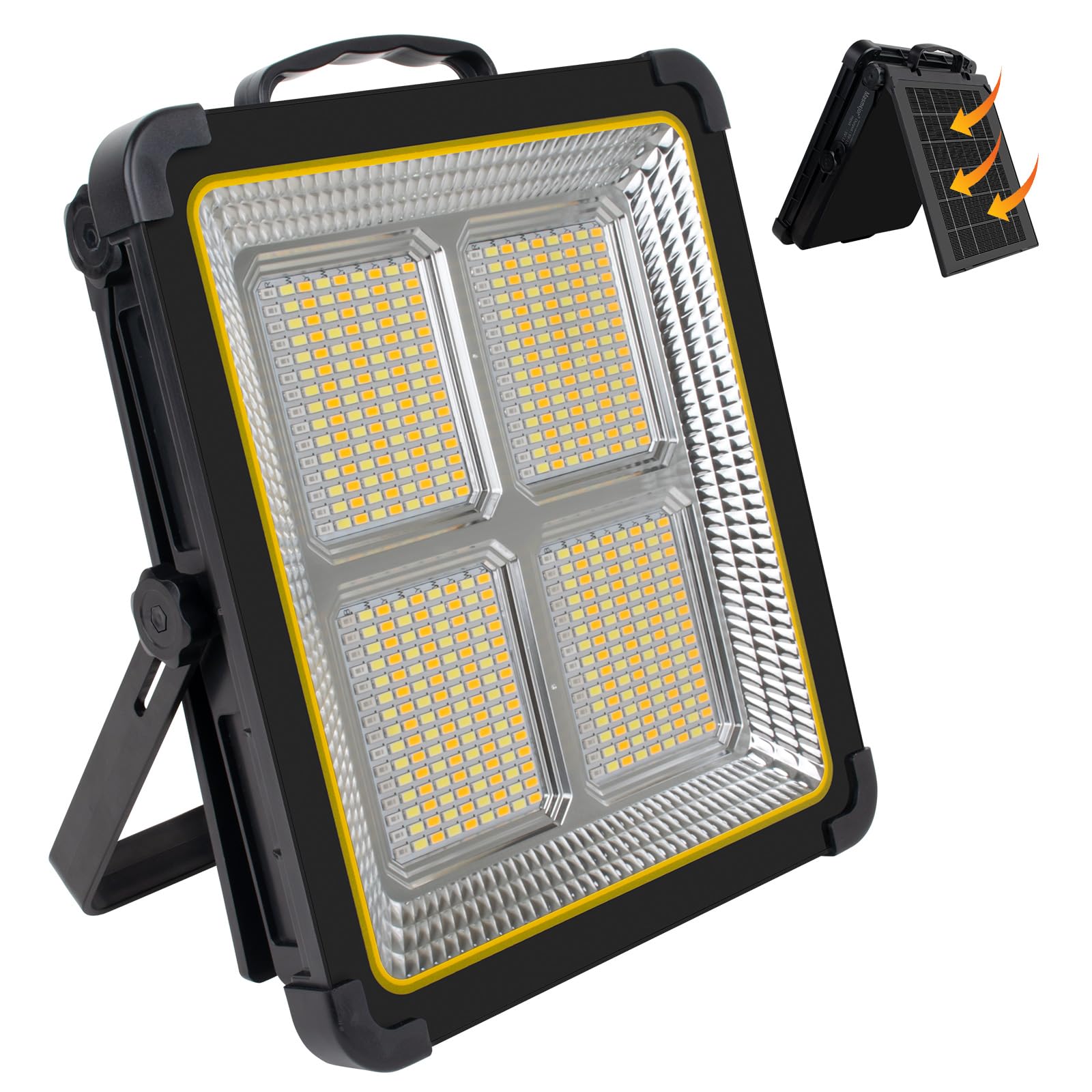 Masmejor 160W 15000mAh Solar Work Light - 540 LEDs, Stepless Dimming, USB Charging, IPX4 Waterproof for Job Site, Emergency, Pow