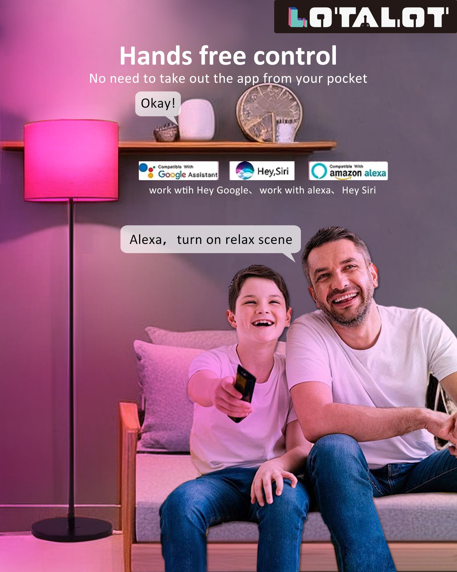 Led Floor Lamp For Living Room: Modern Standing Tall Floor Lamp For Bedroom - Smart App Control - Rgb Light 16 Million Colors Wi