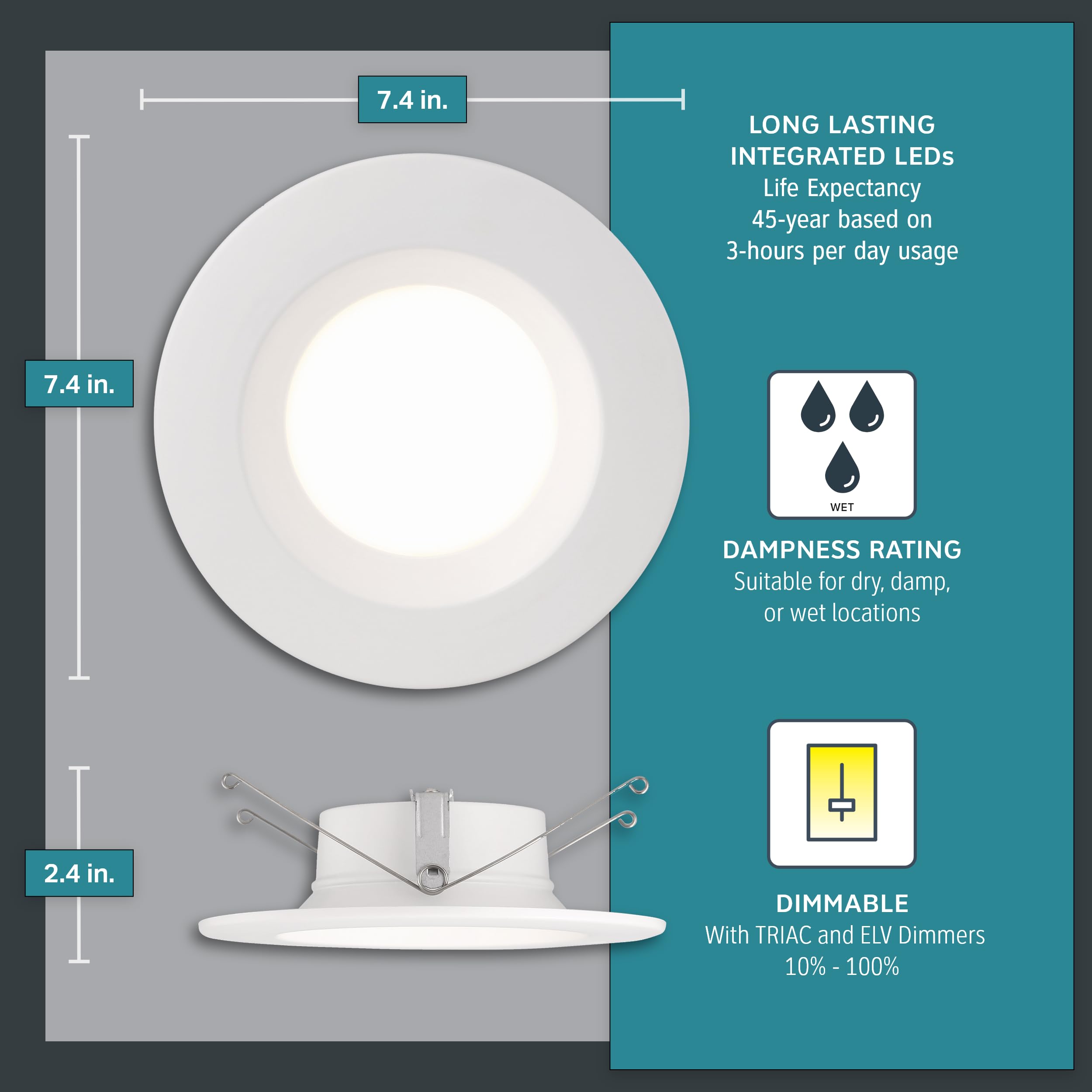 DESIGNERS FOUNTAIN LED Recessed Ceiling Lights, 6 Pack 5/6 Inch 5CCT Downlight Metal Lighting Fixture, Dimmable, 1000 Lumens, 27