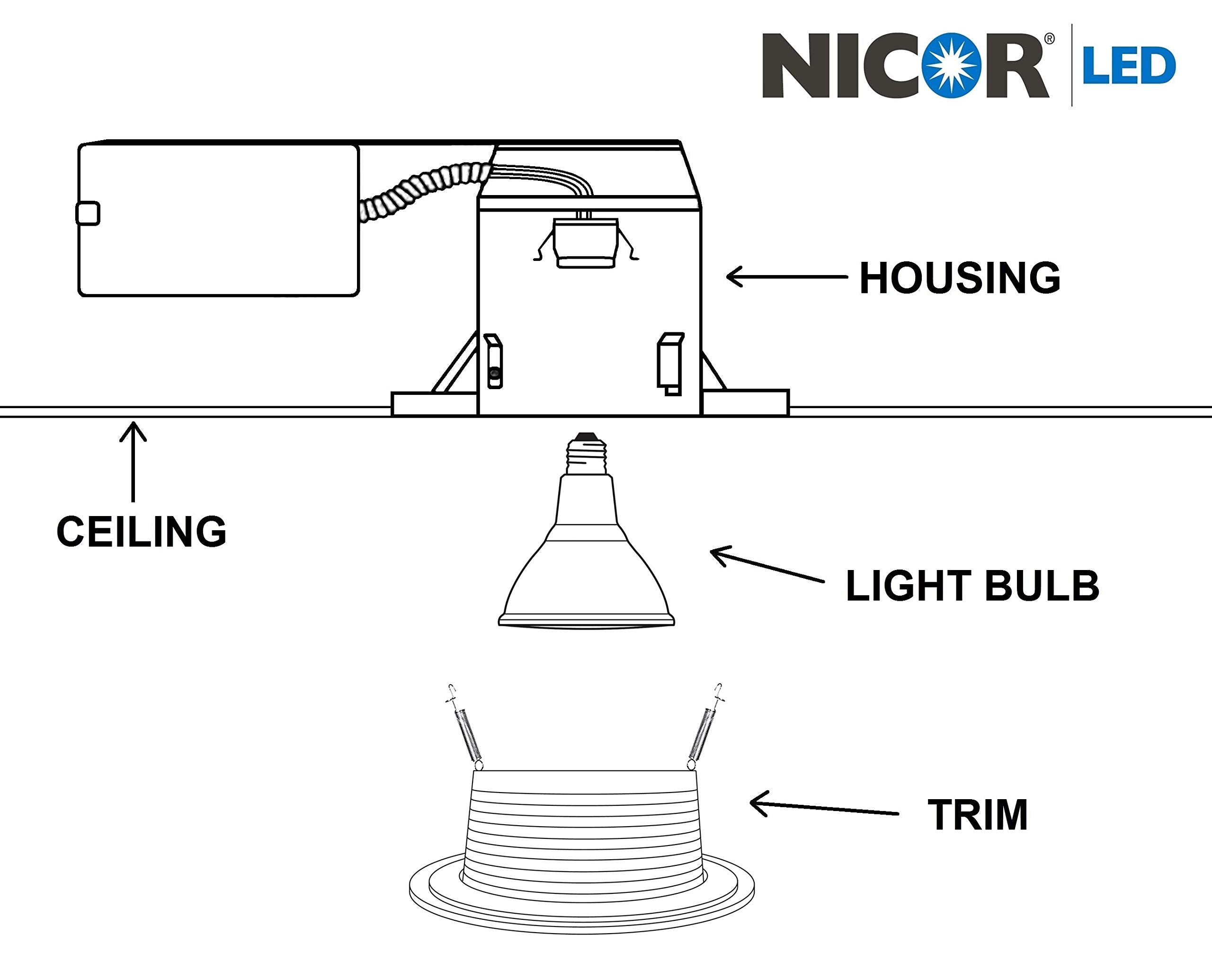 Nicor Lighting 6 Inch White Recessed Baffle Trim  Single Piece  Fits 6 Inch Housings (17510Sp)
