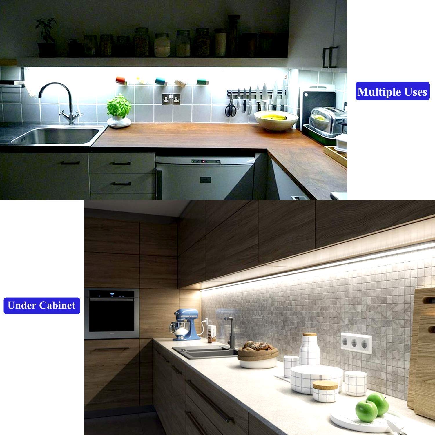 Junwen 16.4Ft White Led Strip Lights  12V Waterproof Led Strip Lights Flexible Light Strip Indoor For Bedroom  Kitchen  Bathroom(Not Included Power)