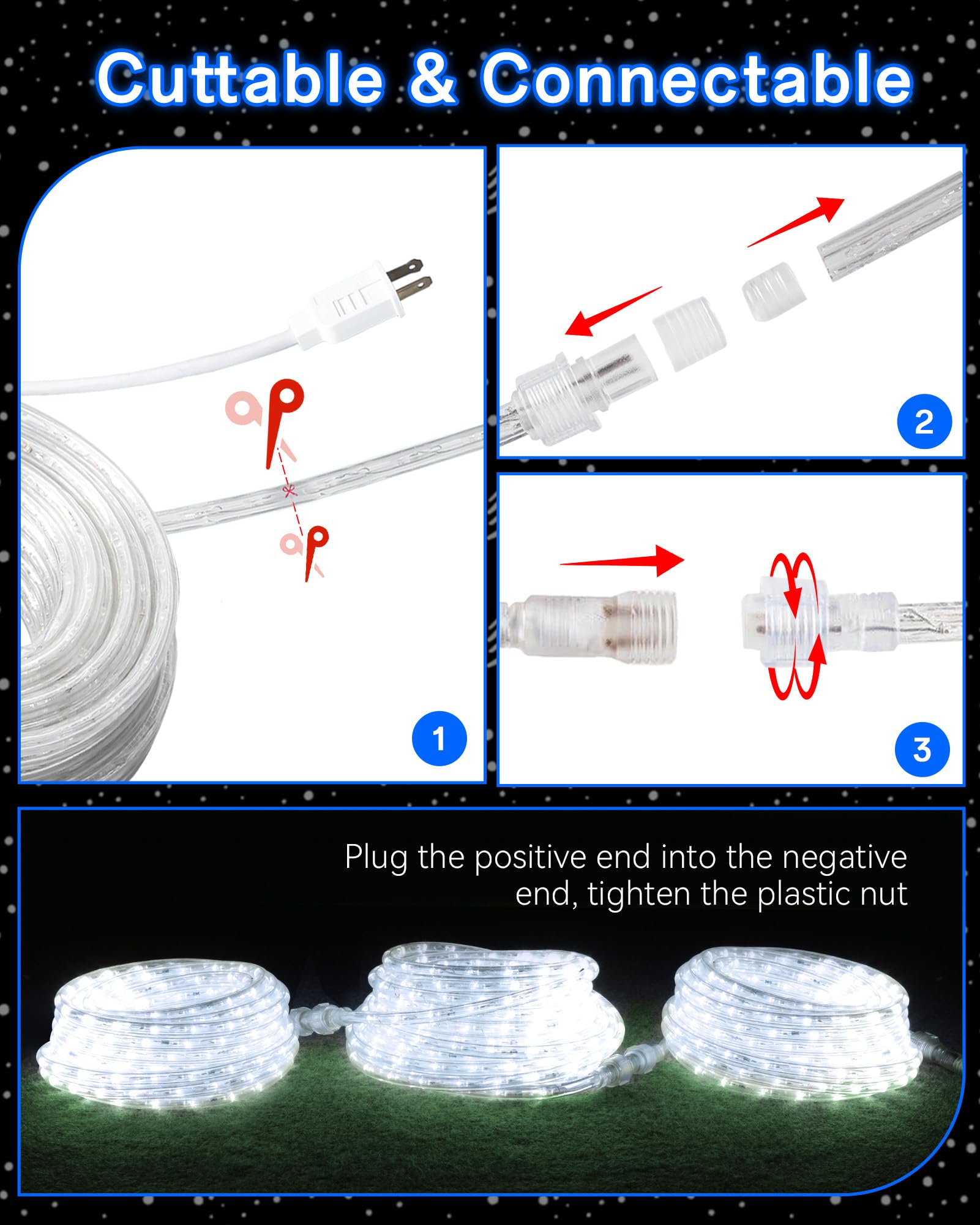 Isuerfy Dimmable Led Rope Light 12M/40Ft, Waterproof Clear Tube, 432 Warm White Leds, Flexible For Indoor/Outdoor Decor