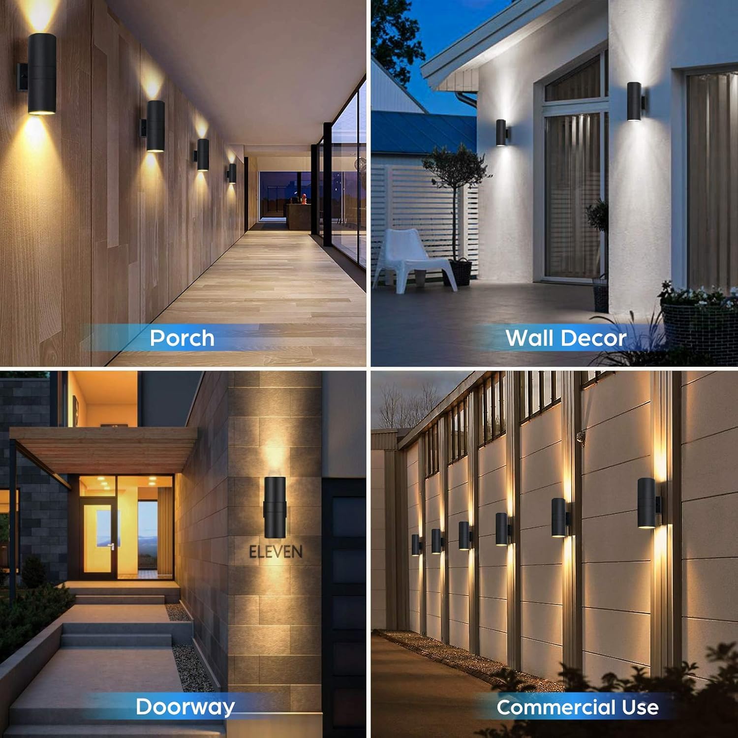 Tobusa Black Exterior Lighting Fixtures Wall Mount Dusk To Dawn, Modern Outdoor Wall Lights For House Waterproof, 2-Light Up And