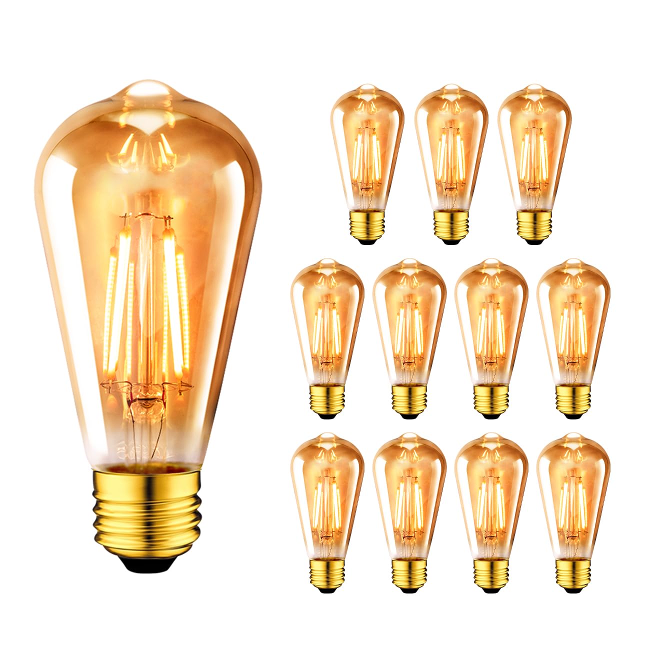 Anwio Vintage Edison Light Bulb St21 Led Filament Bulb 7W(60 Watt Equivalent) Dimmable 2500K (Amber Glow) Warm White E26 Medium