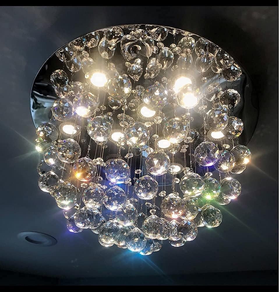 SM Saint Mossi 6-Lights Modern Chandelier, K9 Crystal, H13" x D20", Clear Crystal & Chrome Canopy, Model SM-DY-1711045