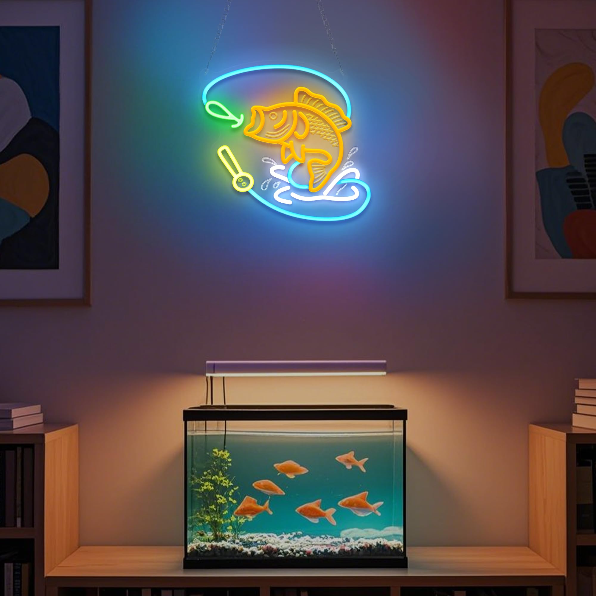 nite Fishing Neon Sign  Led Neon Lights For Room Wall Table Decor Art  Home Party Birthday Holiday Gift For Fishing Lovers Kids Teens mature-themeds