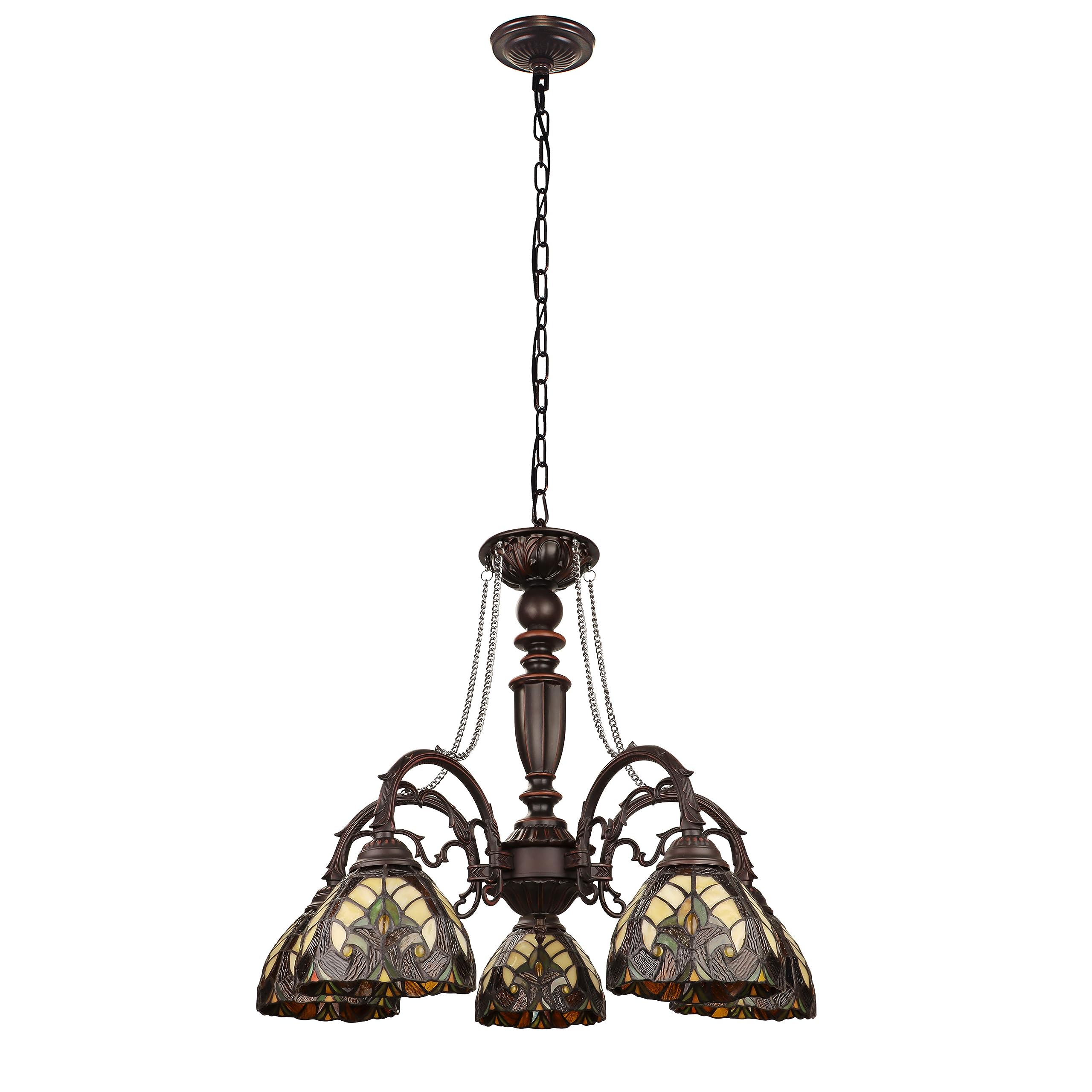 Chloe Lighting Liaison 5-Light Chandelier Antique Dark Bronze 27in Wide Glass Multicolor Model CH18780VI27-DC5