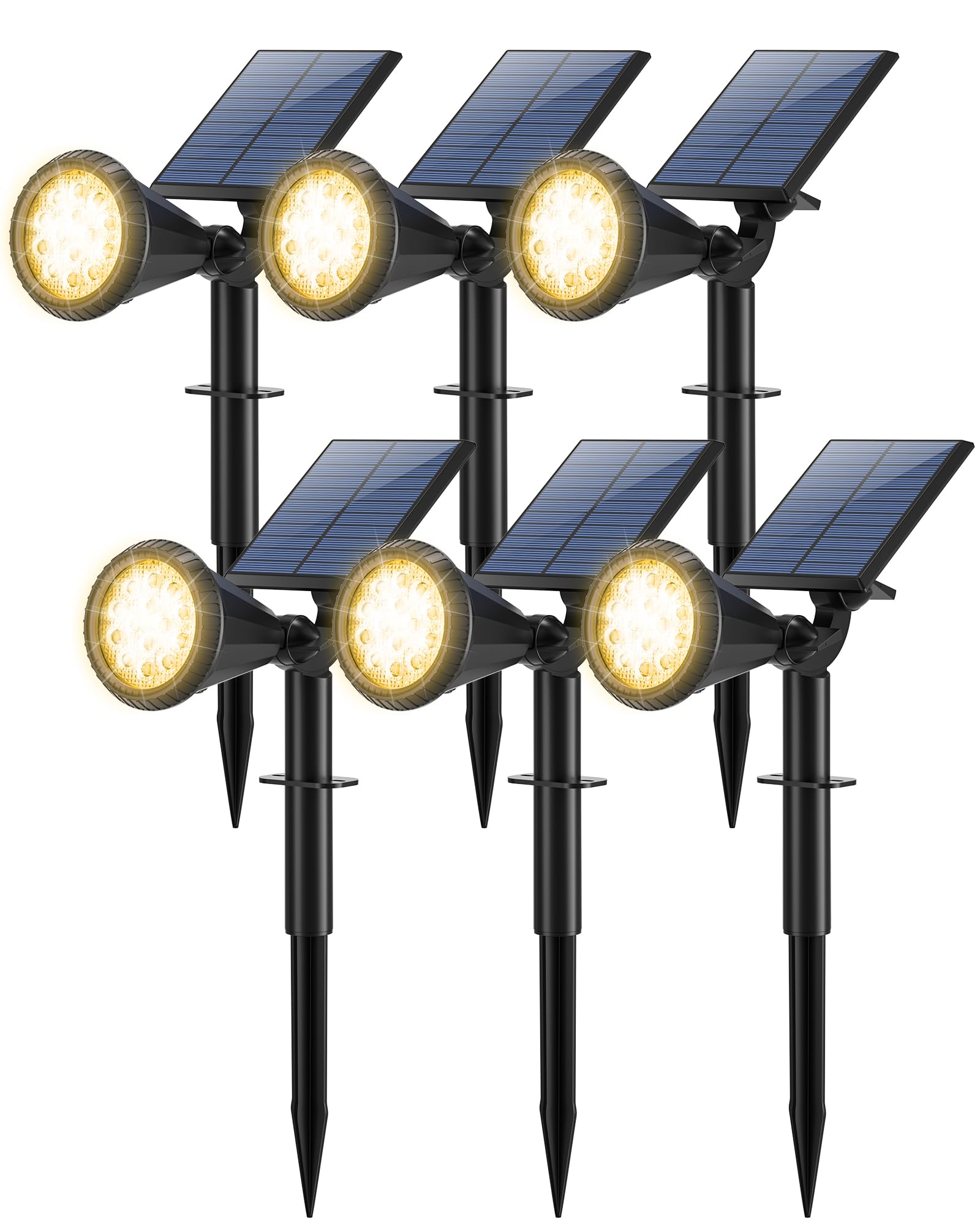 Tadyreal Solar Spot Lights Outdoor 180° Adjustable Waterproof 6 Pack Warm White D03