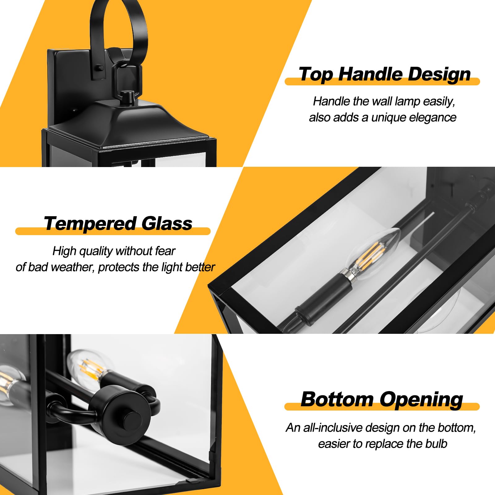 Yolsunes 19&quot; Black Outdoor Wall Lantern, 2-Light Industrial Sconce, Waterproof Farmhouse Lamp