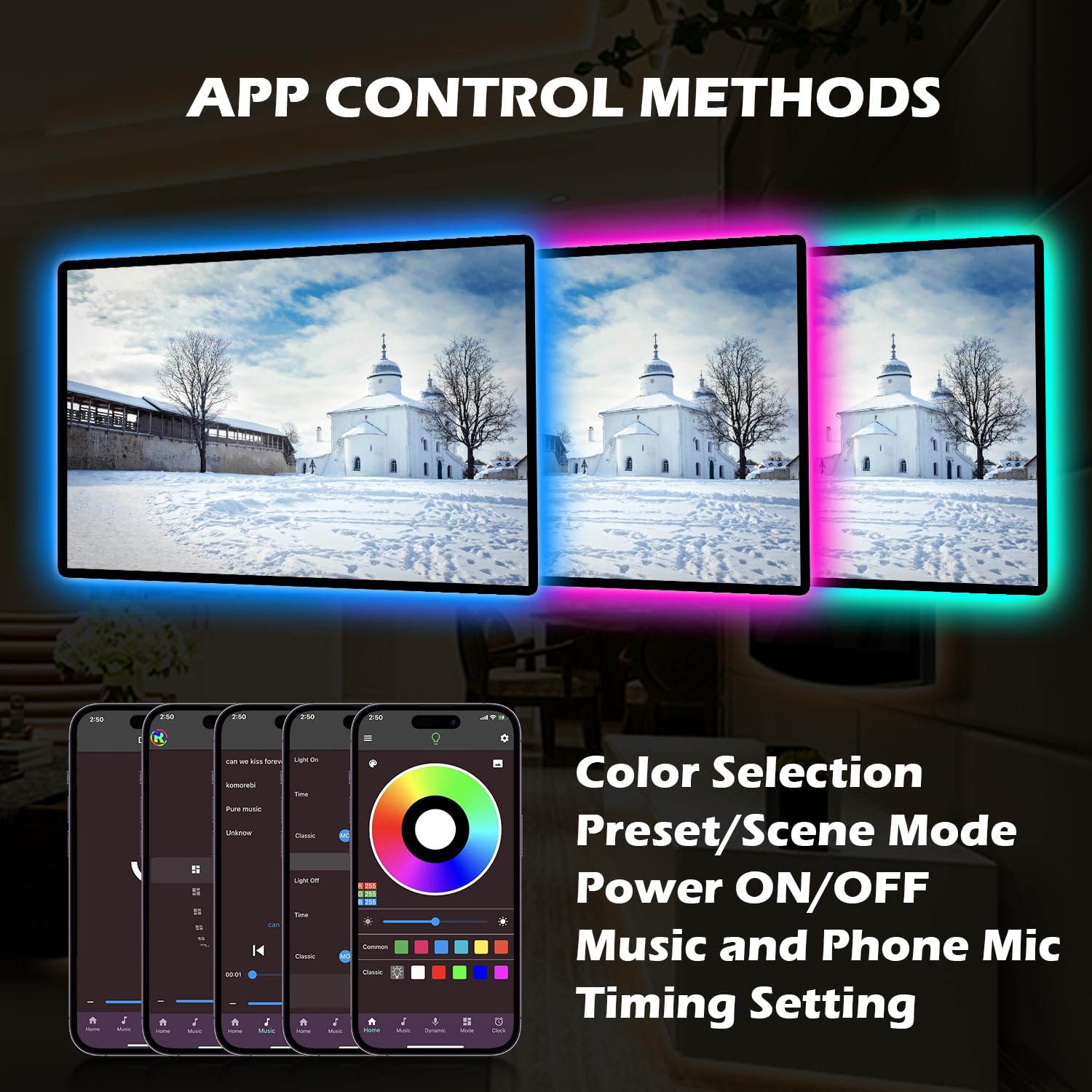 Battery Powered Led Strip Lights 13Ft, 2X6.5Ft Usb/Battery Operated Rgb Led Lights Birthday Christmas Gift With Remote For Tv Ba