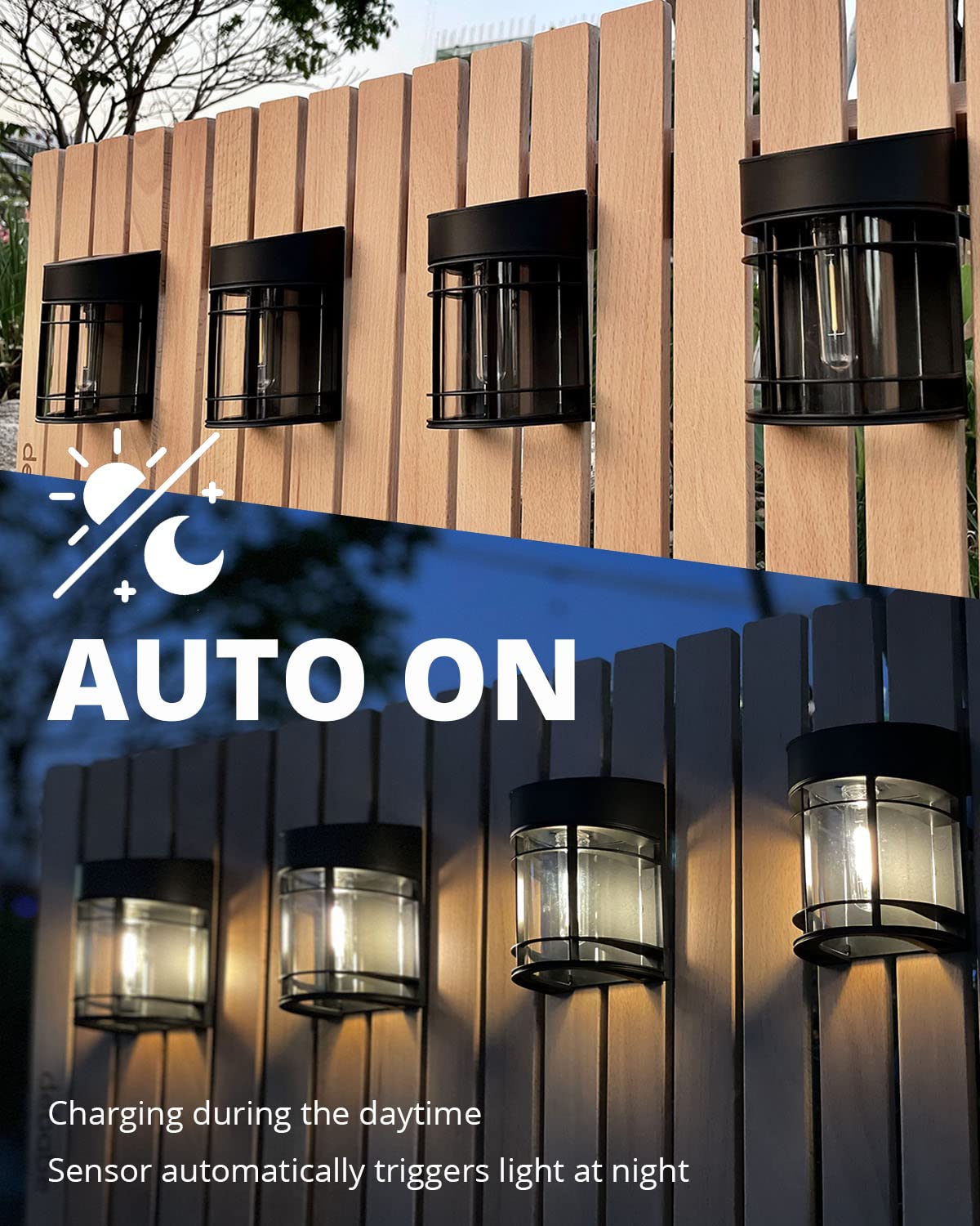 DOESLAG Solar Deck Lights, 6 Pack Solar Fence Lights, Waterproof LED Solar Lights Outdoor Decor for Fence Post Garden Backyard,