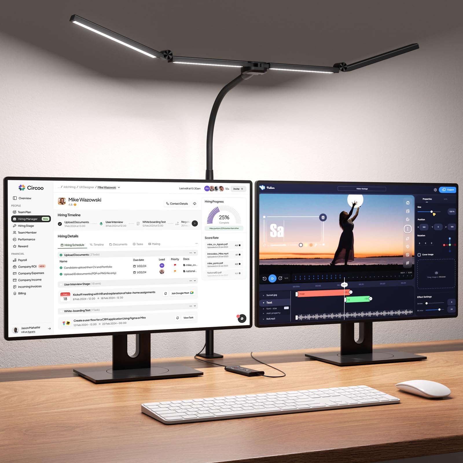 LED Desk Lamps for Home Office,Smart Adjustable Swing Arm Desk Lamp with Clamp,Gooseneck Tall Clip on Desk Light for Sewing,Read