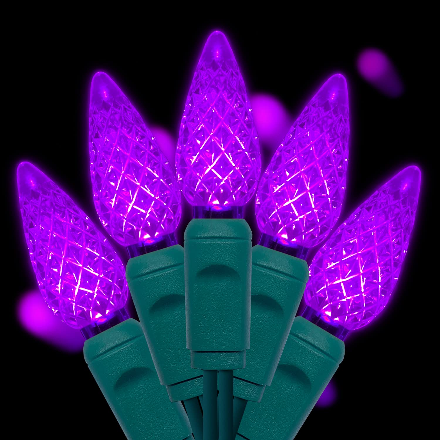 Yongzhenlite Ul Listed 50 Count C6 Led Christmas Lights,C6 Strawberry Lights Bulbs,Outdoor Led String Lights For Garden Patio Ha