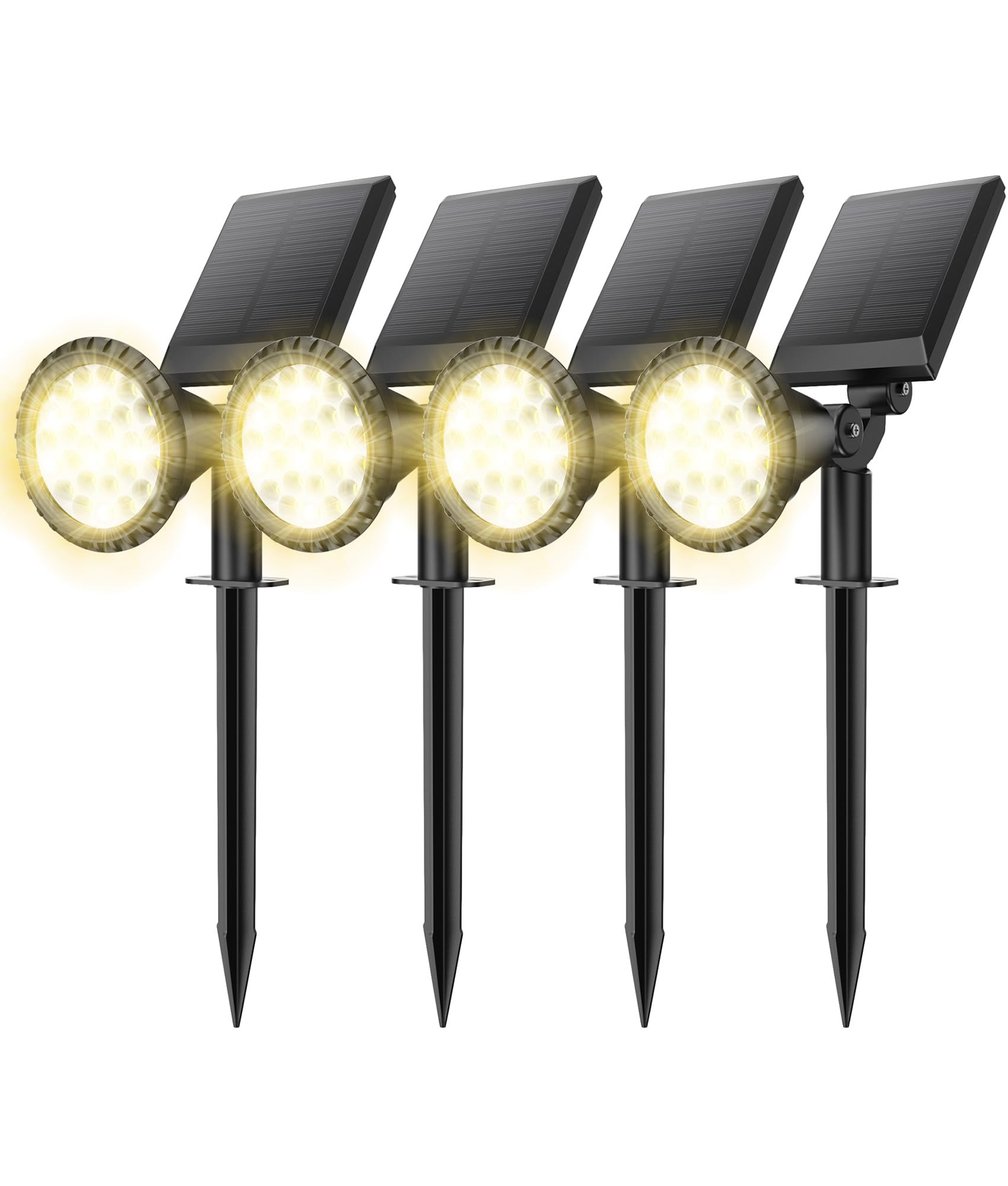 NBKLS Solar Spot Lights for Outside, 27 LED Outdoor Solar Lights for Yard, 4 Pack Solar Spotlights Waterproof Auto On/Off for La