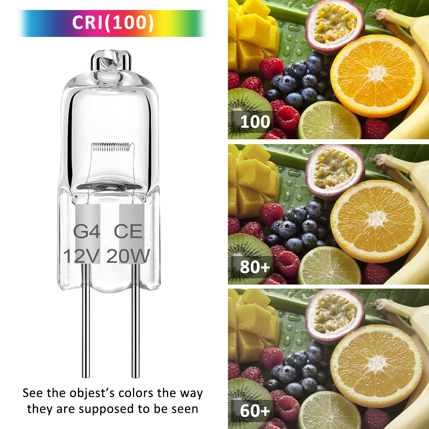 G4 Halogen Light Bulbs 20W 12V Clear Capsule Halogen Light Bulb 2 Pin Warm White 2700K Dimmable, Bi-Pin G4 Base For Landscape Li