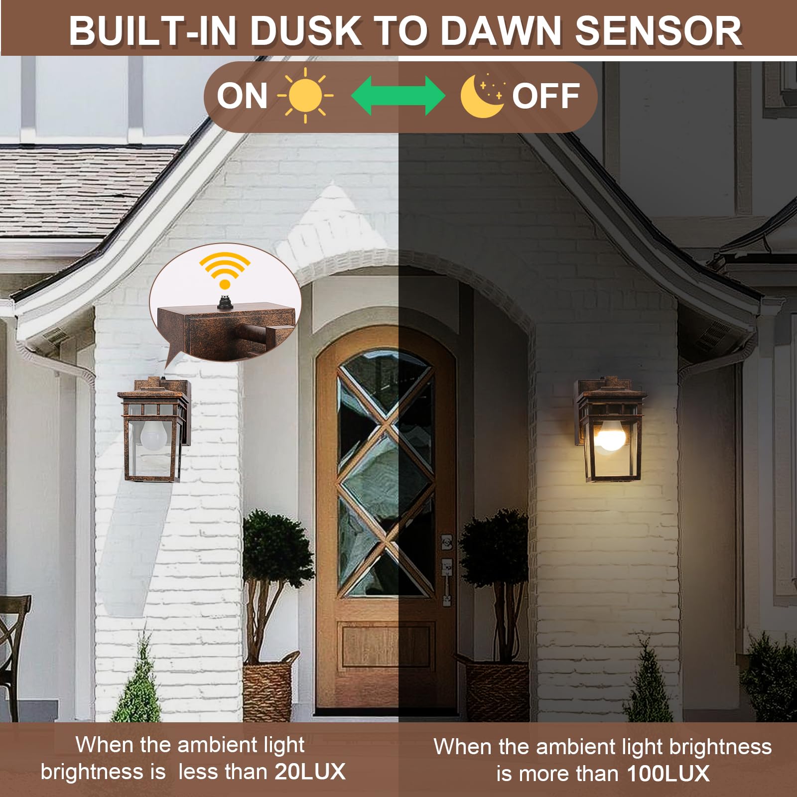 Porch Light With Gfci Outlet, Dusk To Dawn Outdoor Lighting With Aluminum Frame And Clear Glass Shade, Waterproof Wall Sconce Ou