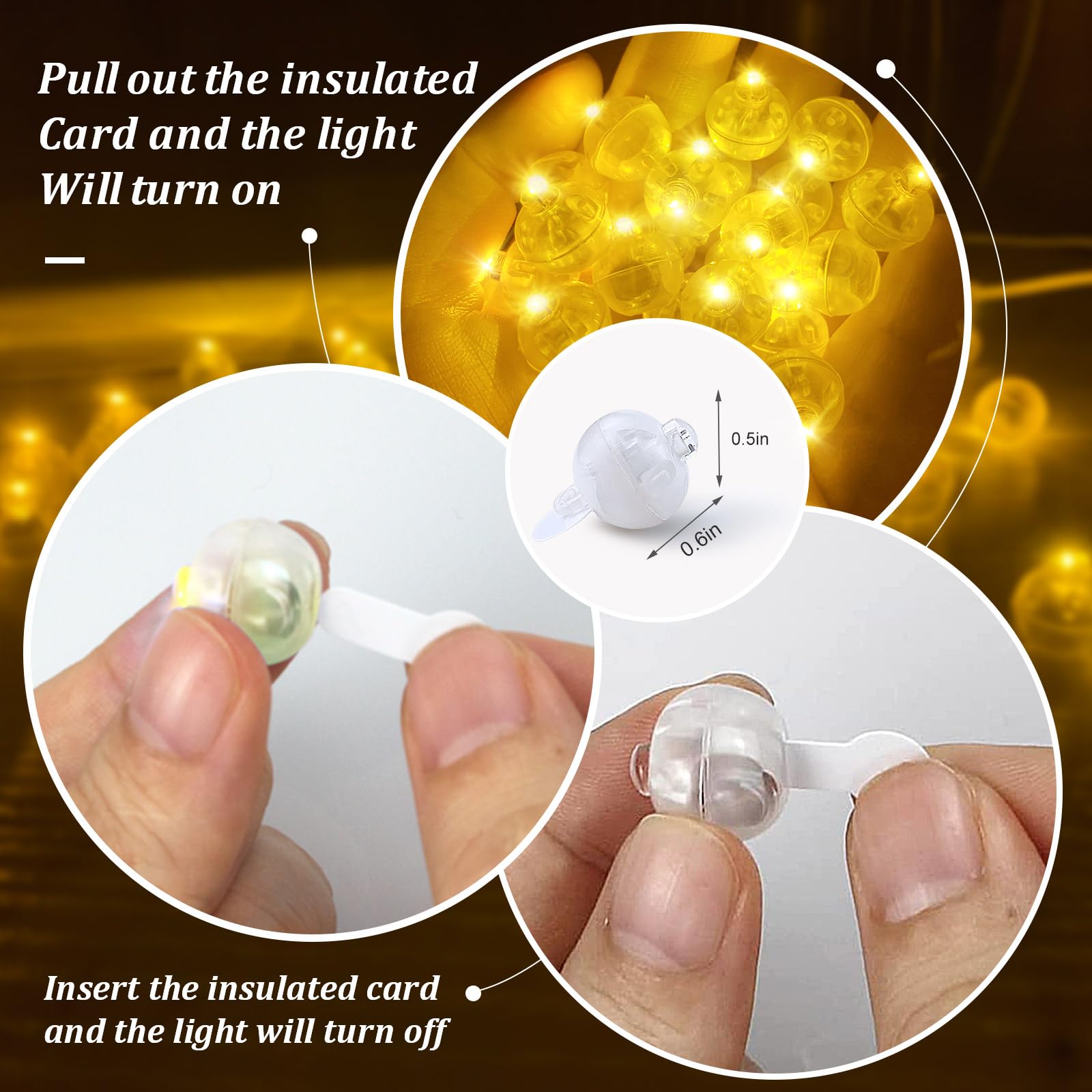 50 Pcs Yellow Led Balloon Light, Tiny Led Lights Round Led Ball Lamp For Balloons Birthday Party Event Fun Indoor Outdoor Weddin