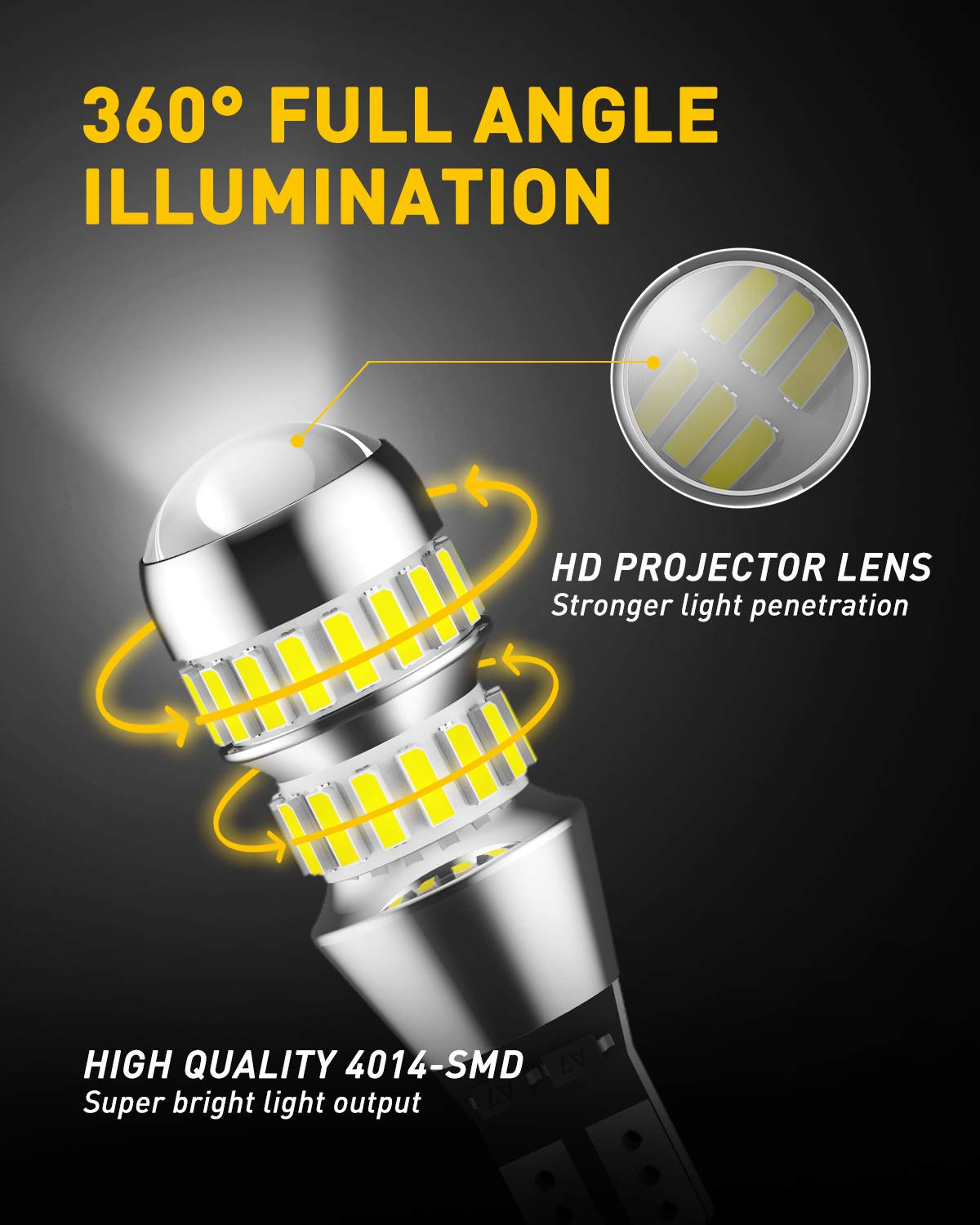 AUXITO 912 921 LED Bulbs for Backup Reverse Light Bulbs, 42-SMD 400% Brighter, 6000K White, Non-polarity 906 W16W T15 921 LED Bu