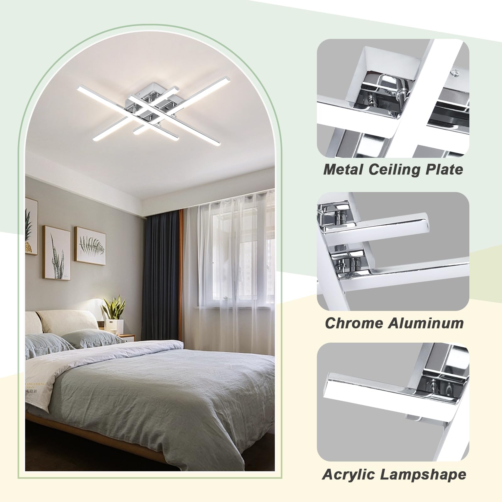 Caneoe Modern Led Ceiling Light Fixture 38W Dimmable Flush Mount Ceiling Light With Remote Sliver Close To Ceiling Lamp For Bedr