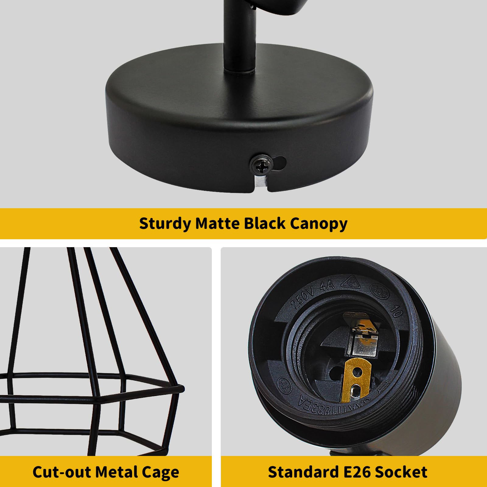 Hibay Led Track Lighting Fixture, 1-Light Adjustable Spot Light Ceiling Wall Mount, Black Geometric Metal Cage Industrial Spotli