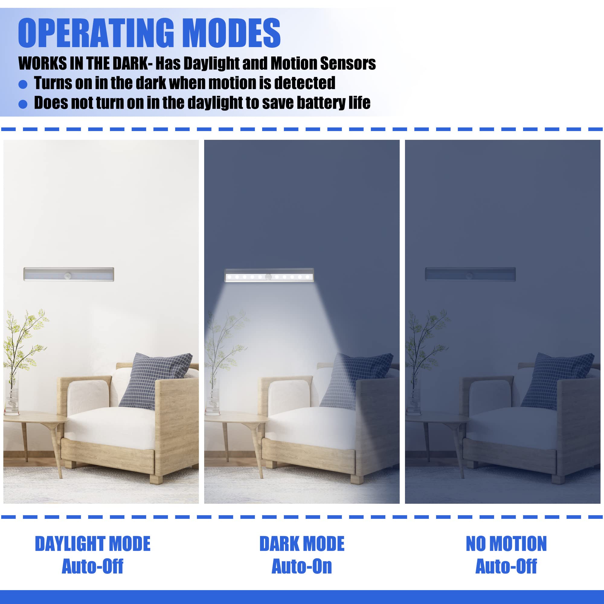 Sixdefly Cabinet Lighting 10 Led Closet Light, Motion Sensor Lights Indoor Dimmable Wireless Stick-On Night Light Bar For Kitche