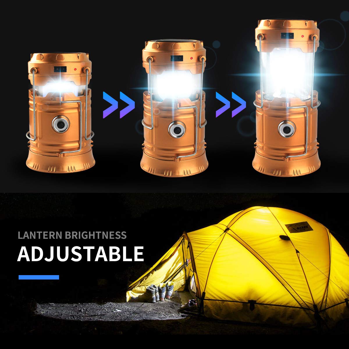 Censinda Led Camping Lantern - Solar Rechargeable, Portable Light For Camping, Hiking, Emergency