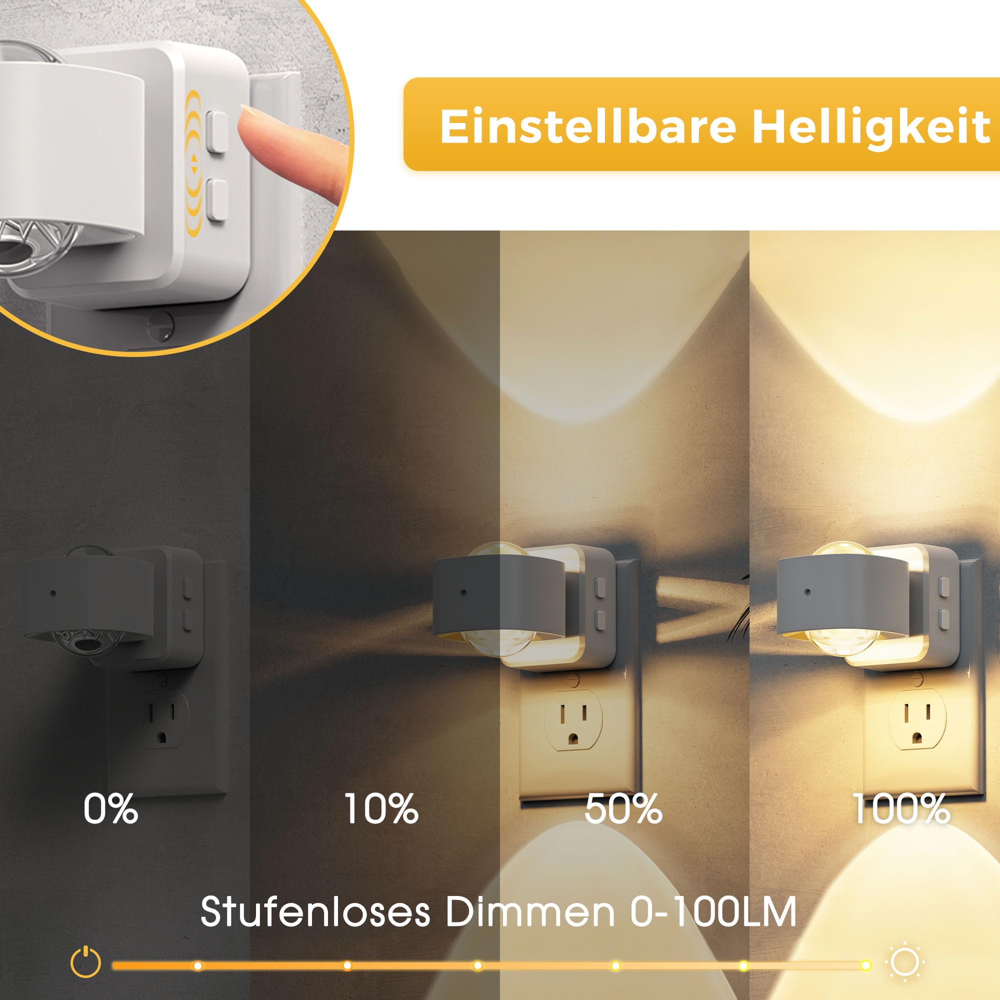 L LOHAS LED Night Light Projector with Dusk to Dawn Sensor, Rotating Soft White, Model A-GY154-02WHUS, Ideal for Kids' Rooms and Bathrooms