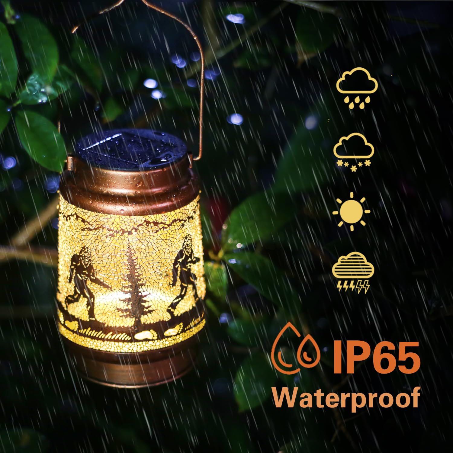 Bigfoot Solar Lanterns Outdoor Waterproof Hanging Solar Lights Big Foot Sasquatch Gifts For Men Women Metal Decorative Led Lante