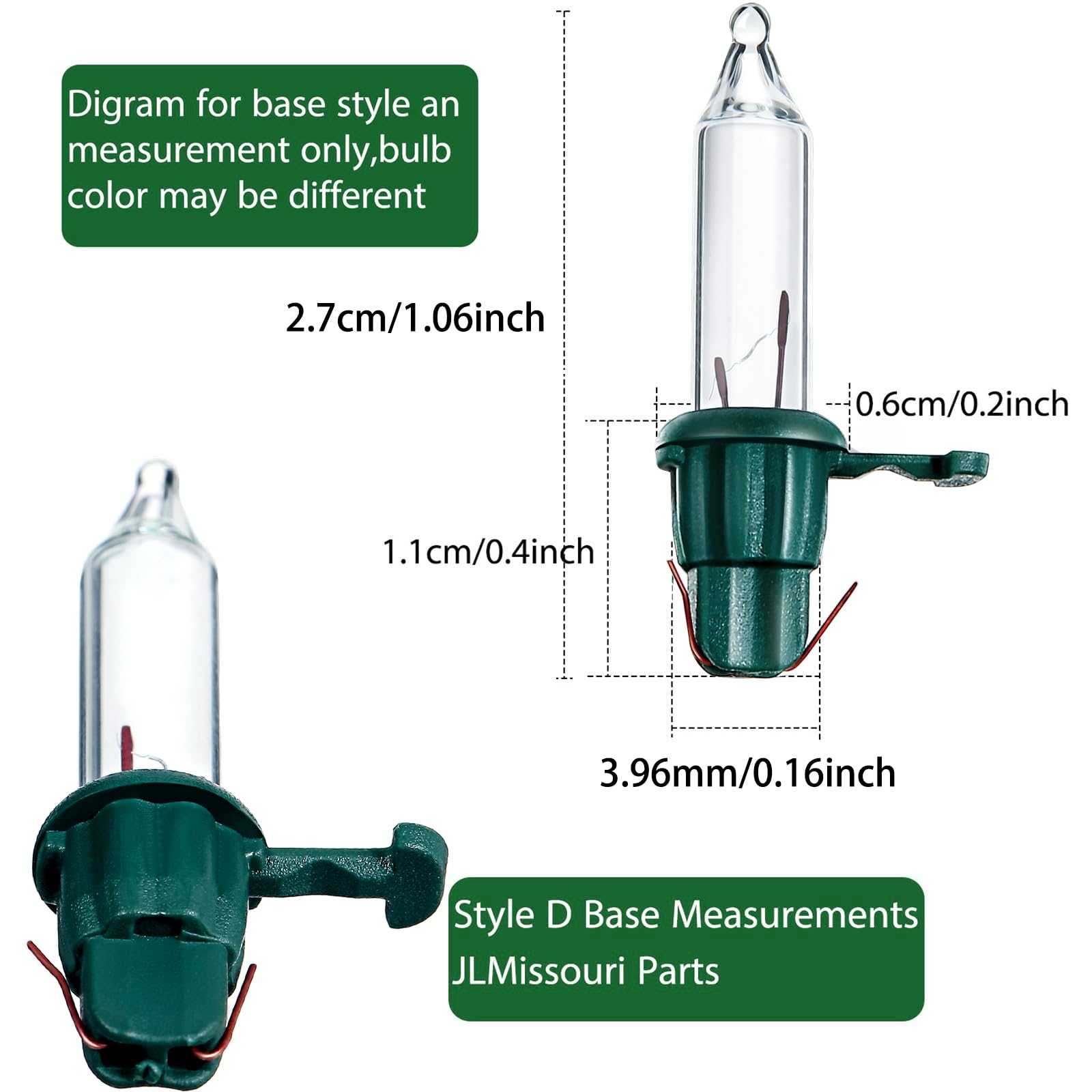 Mudder 100 Count Replacement Christmas Tree Light Bulbs 2.5V 0.425 Watt Mini Incandescent Wire String Lights Prelit Xmas Tree Decoration(Green Base With Warm White Bulb)