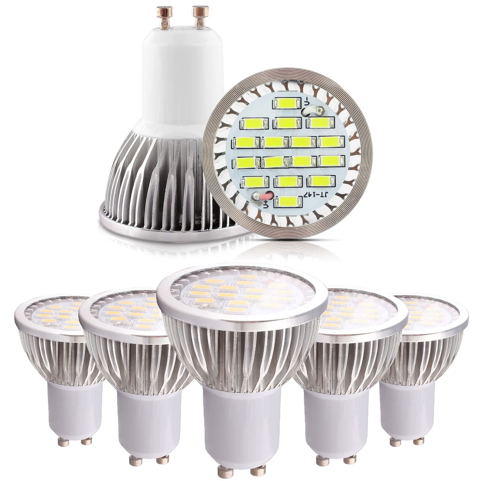 Edearkar Mr16 Led Light Bulbs (6 Pack) 6W Non-Dimmable Mr16 Gu10 Base Bulbs 50 Watt Equivalent Mr16 Full Glass Cover 6000K Dayli