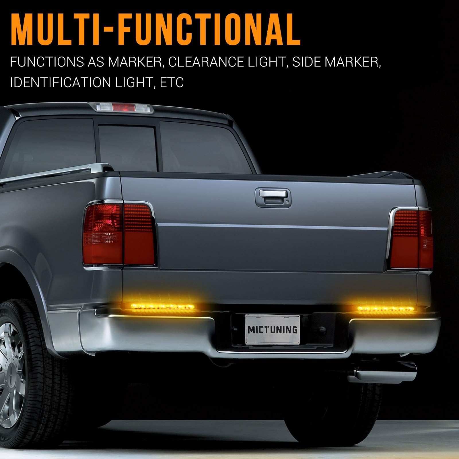 Mictuning 2Pcs 16 Inches 11 Led Red Trailer Light Bar - Waterproof Sealed Park Turn Signal Light Tail Brake Stop Bar Truck Trail