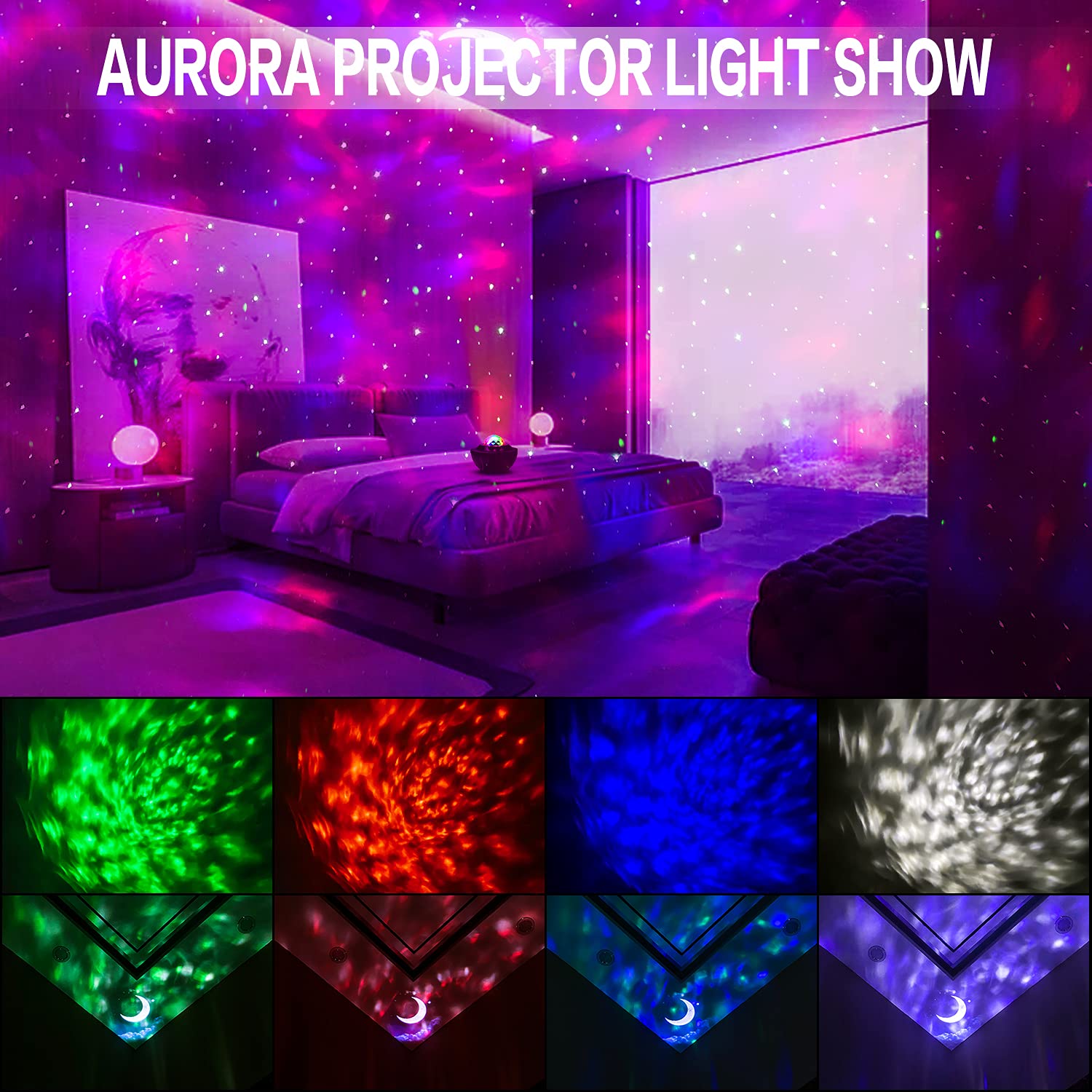 Sopco Galaxy Projector Lights With Bluetooth Speaker, Rgb Color Changing, Remote & Voice Control