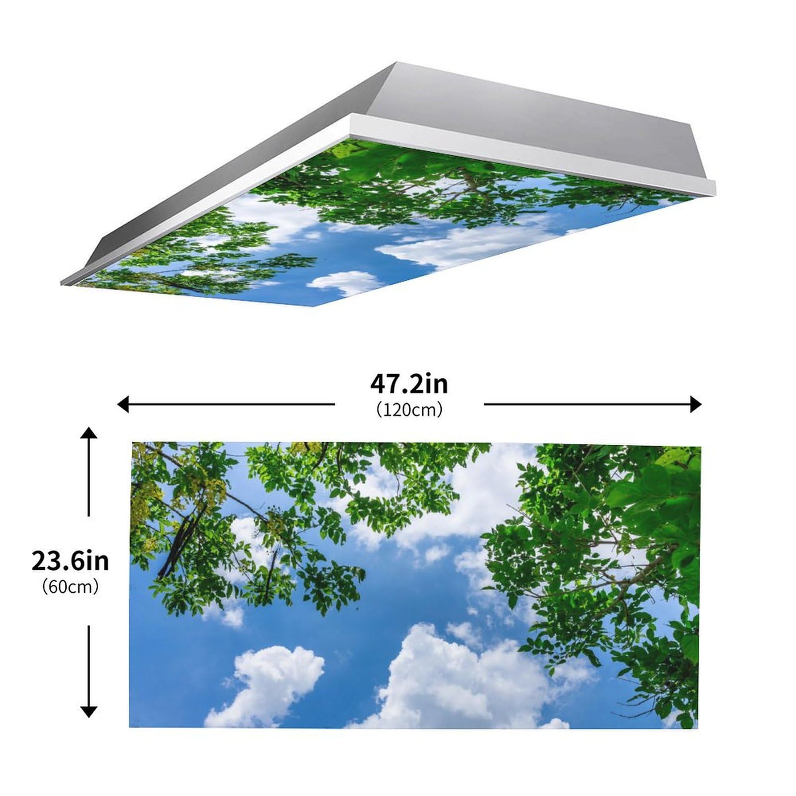 2 Pack Fluorescent Light Cover For Ceiling Light -Sky Branches Magnetic Light Covers Classroom, Light Filters Drop Fluorescent Light Shade Panel For Office Home School,4 X 2 Ft