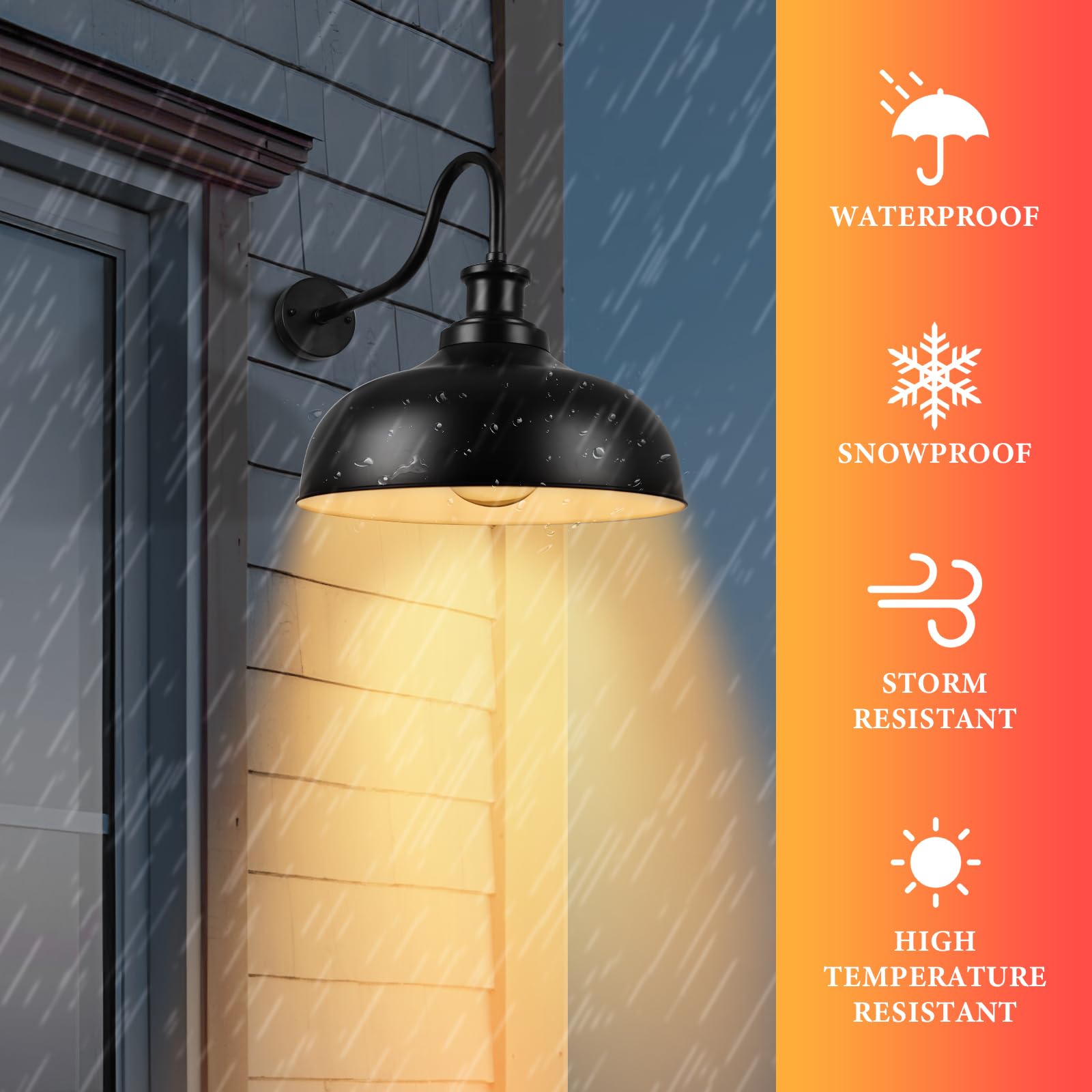 Diyel Outdoor Barn Lights 14 Inch Dome Outdoor Wall Sconce Farmhouse Exterior Wall Mount Light Vintage Wall Lighting Fixture Industrial Black Wall Lantern For Porch  Entryway  Garage  2 Pack