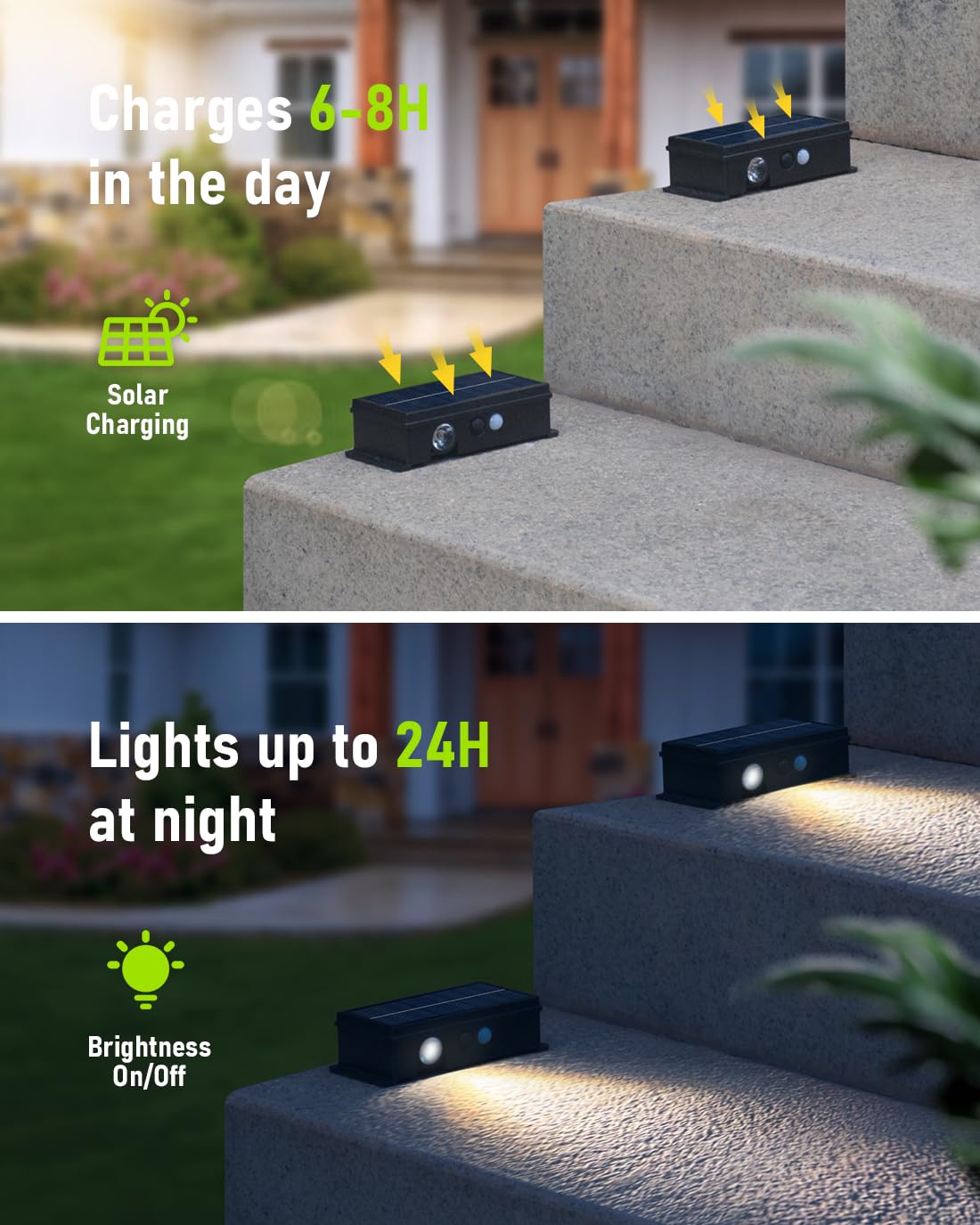 Mrzxy Solar Step Lights - Motion Sensor Outdoor Waterproof 4 Pack, Warm White, Acrylic, Model BY05 for Stair, Deck, Walkway, Pathway