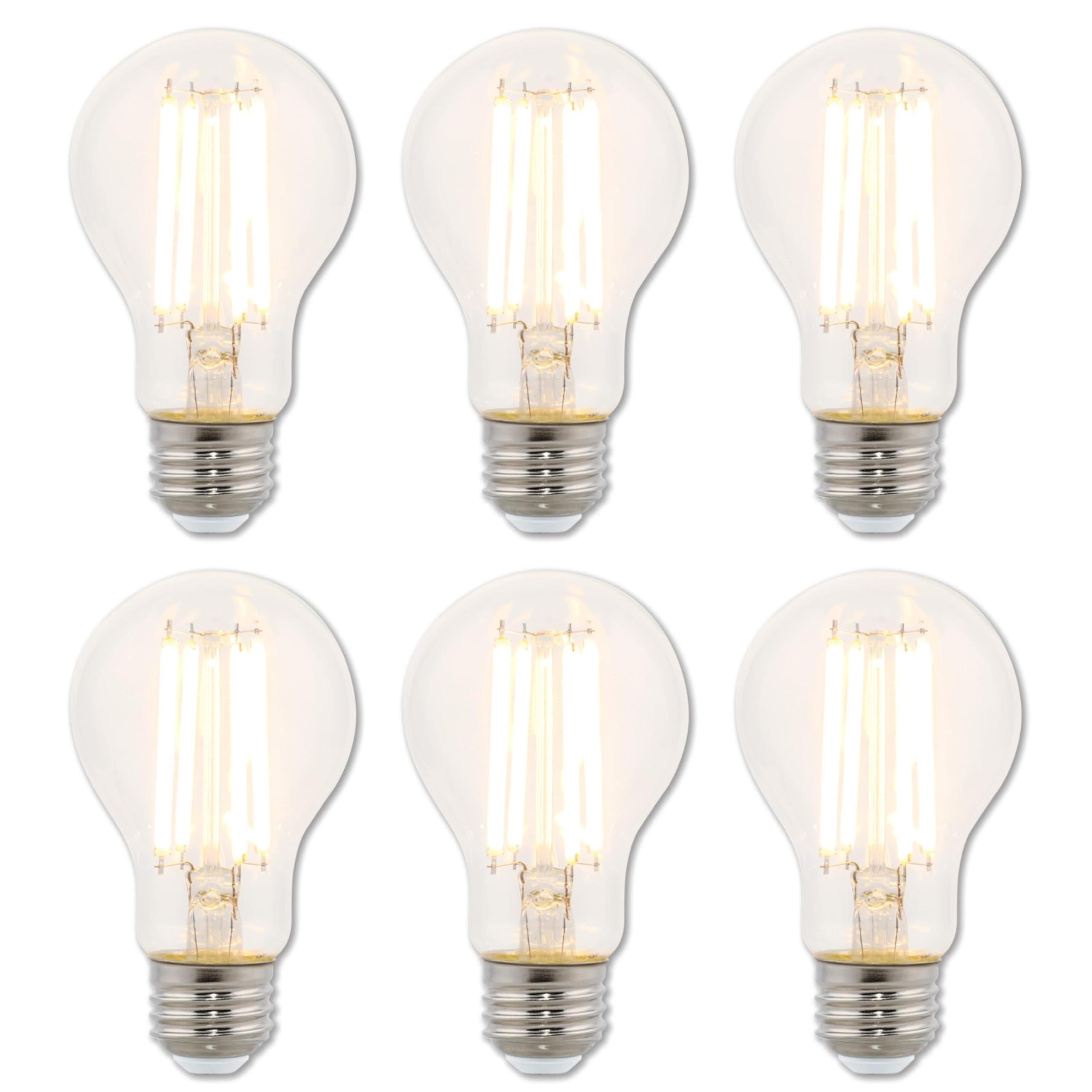 Westinghouse 5260020 10 Watt (100 Watt Equivalent) A19 Dimmable Clear Filament Led Light Bulb, Medium Base, 6 Pack