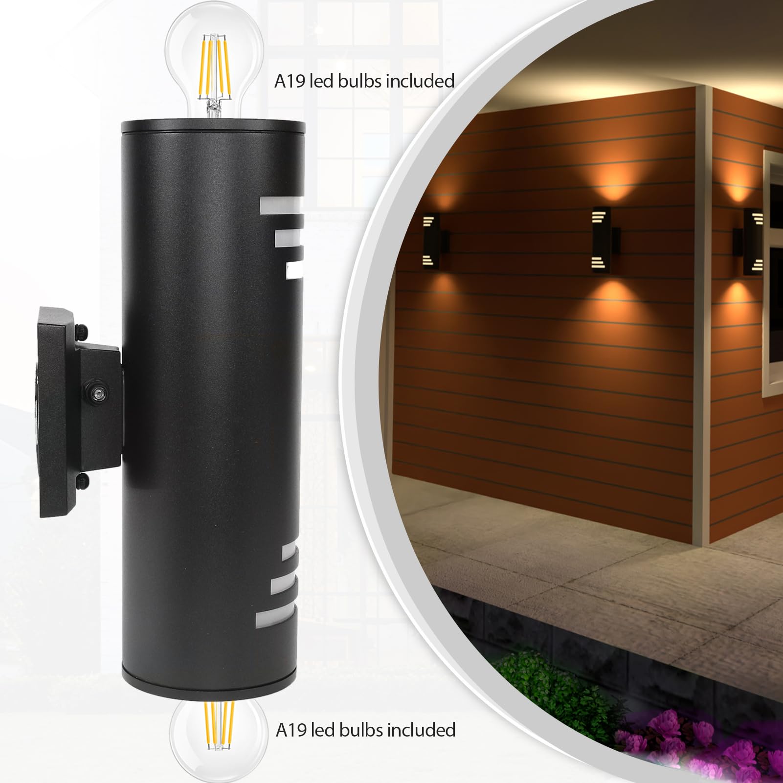 rosykite Modern Outdoor Wall Light, Dusk to Dawn Up Down Sconce, 13 Inch, Matte Black, Model K1211, Perfect for Patio and Porch