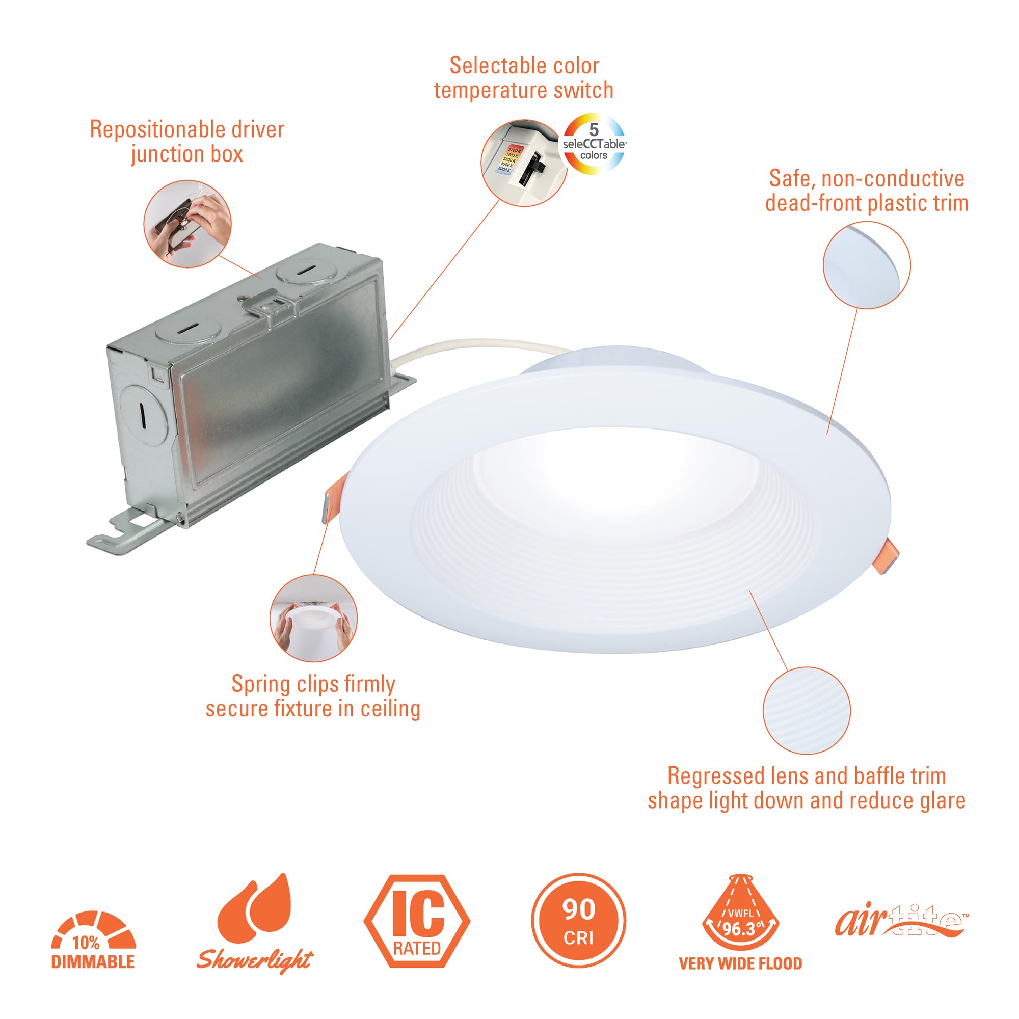 Halo Lt 6-Inch Canless Indoor/Outdoor Led Downlight With Selectable Color Temperature - Ltc608Fs5B