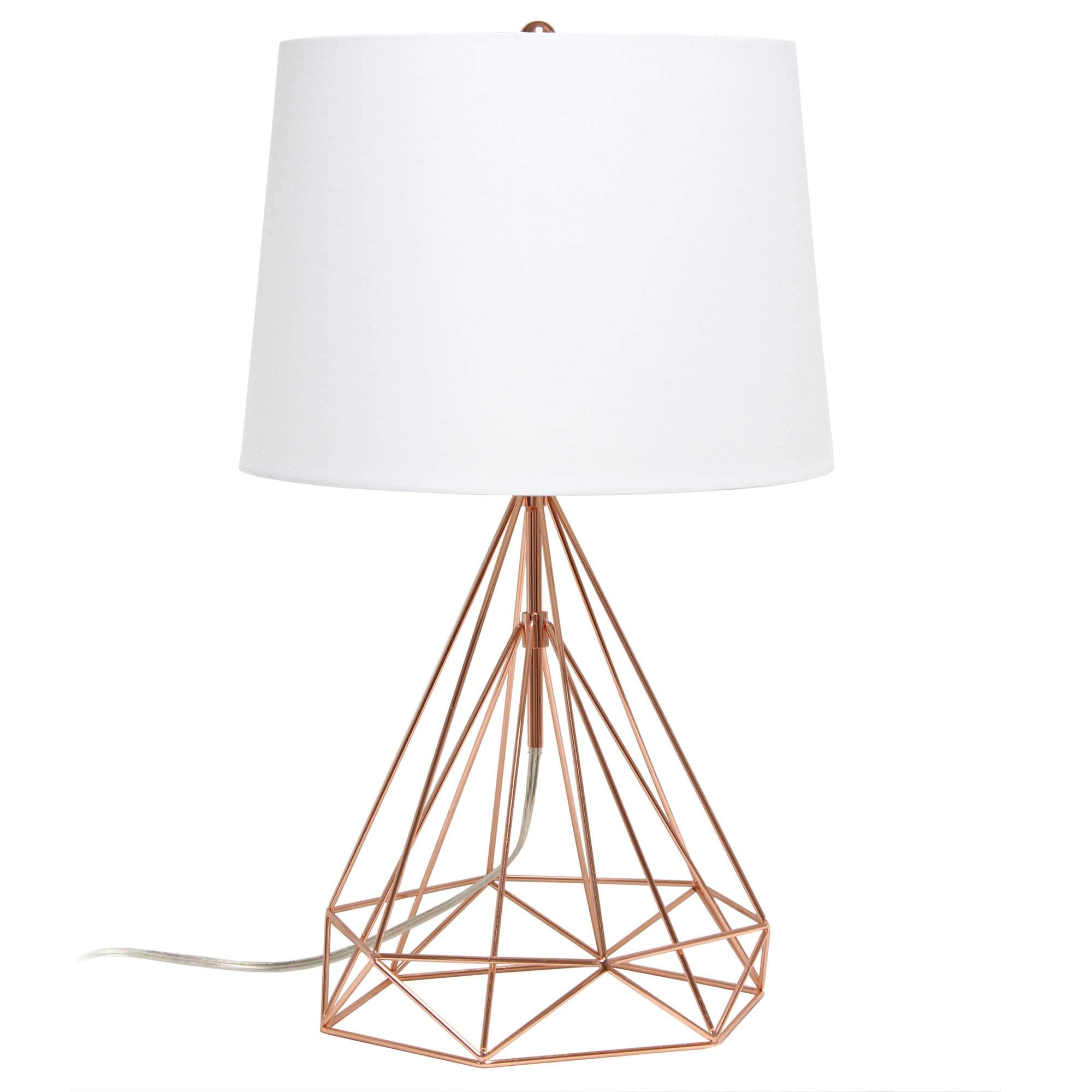 LALIA HOME Decorative Table Lamp, Rose Gold Metal Base, White Fabric Shade, Model LHT-5024-RG