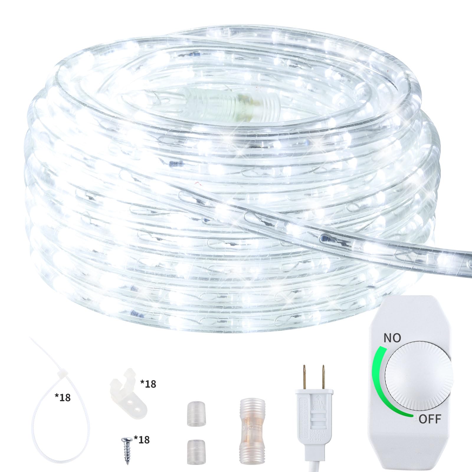 Isuerfy Dimmable Led Rope Light 12M/40Ft, Waterproof Clear Tube, 432 Warm White Leds, Flexible For Indoor/Outdoor Decor