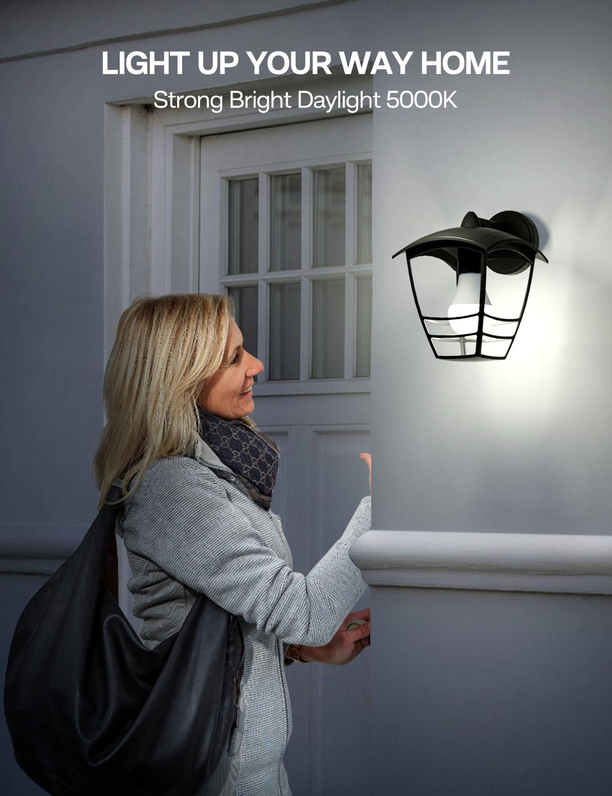 Eastiya Dusk to Dawn LED Outdoor Light Bulb, 13W (100W Equivalent), 5000K Daylight, 4 Pack, Plastic Coated Aluminum