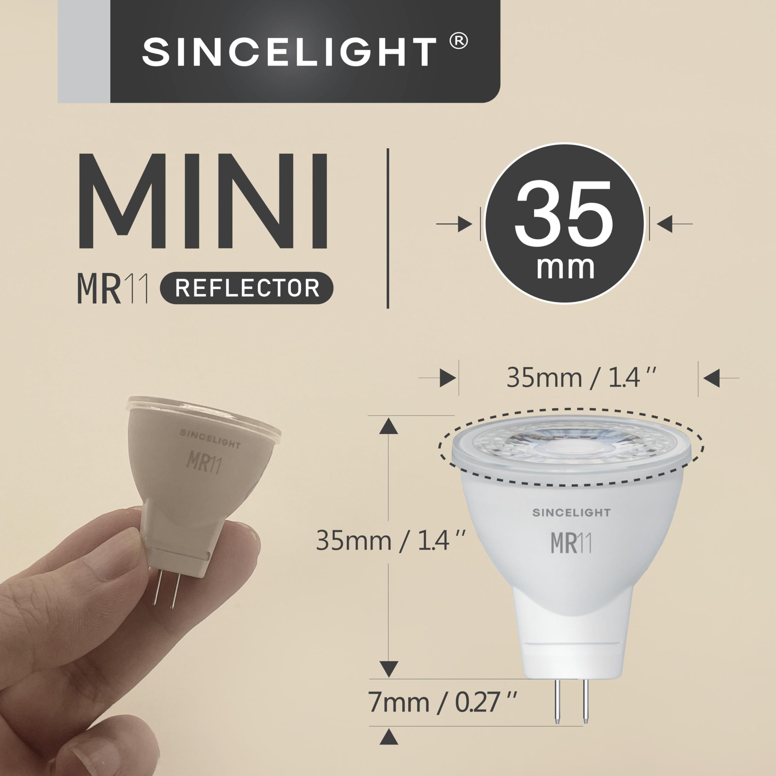 SINCELIGHT MR11 GU4 LED Bulb, 3W, 280 Lumens, 6000K Cool White, Ø35mm, Pack of 6, RA˜92,