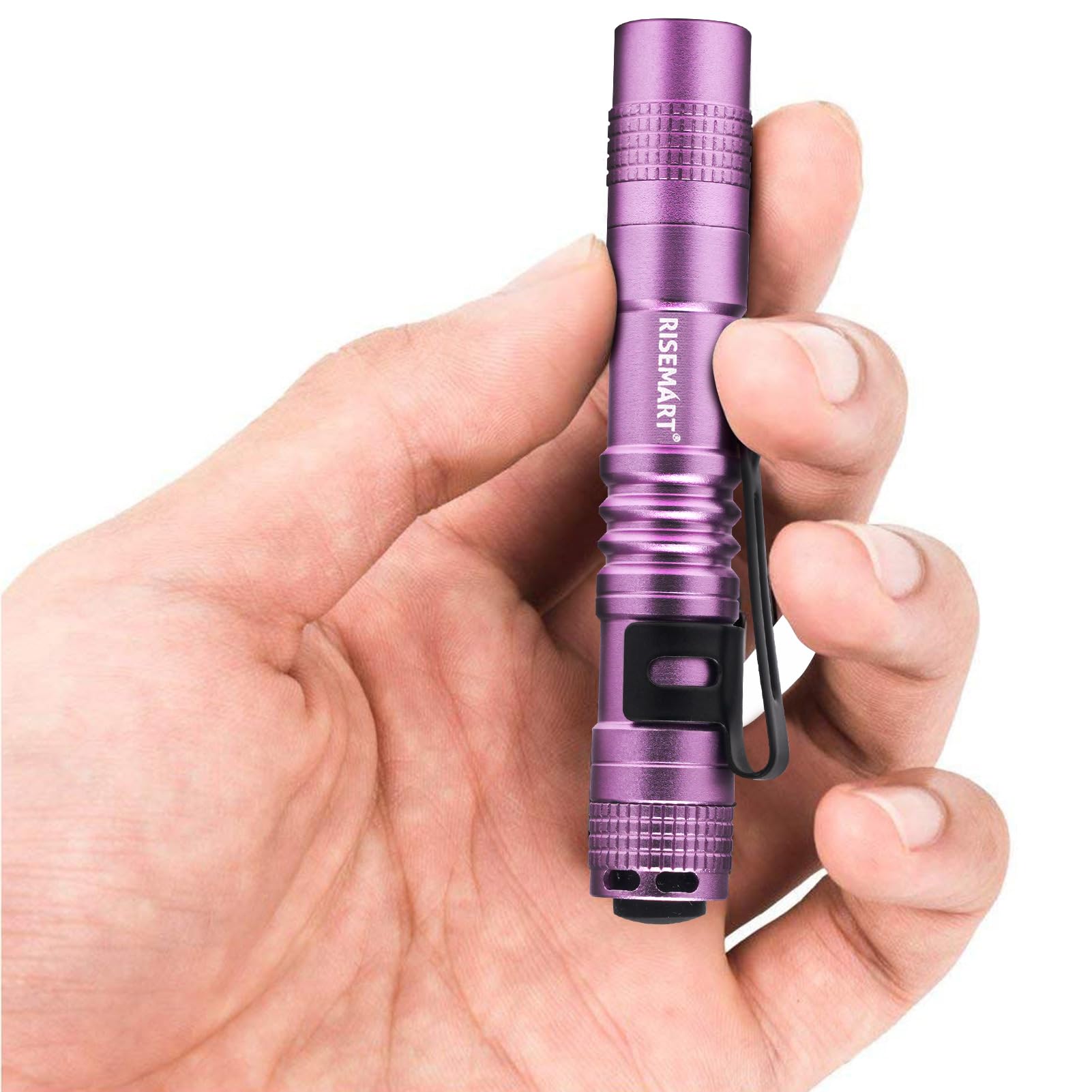 RISEMART Super Small Mini Flashlight AAA 100 Lumens LED Pen Light 3.5in Purple Model LC-648-P