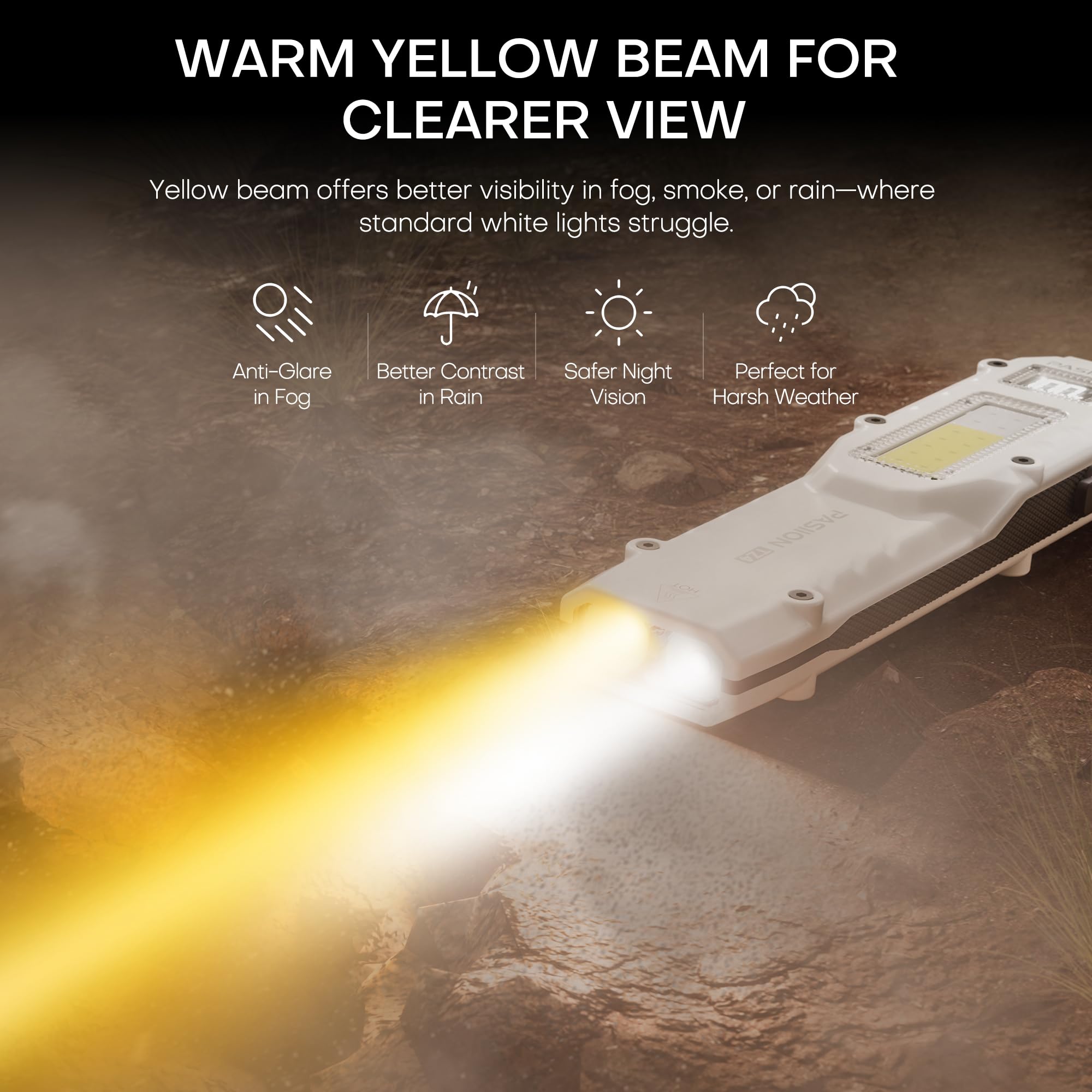 PASIION Tactical Flashlight 1000 Lumens, Rechargeable, Dual-Switch, Stainless Steel, 13 Modes, Warm+White Light, Model TZ4-A