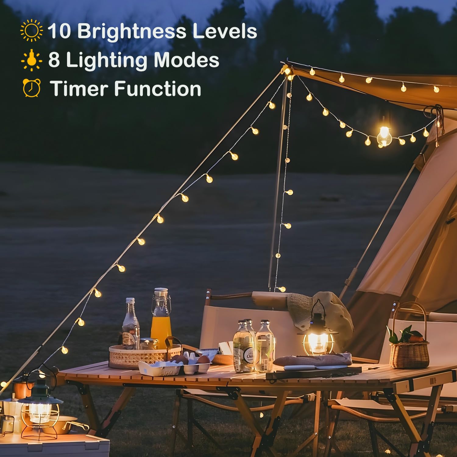 Tasodin 80 Led Mini Globe String Lights, Battery Operated, 8 Modes, Warm White, Waterproof